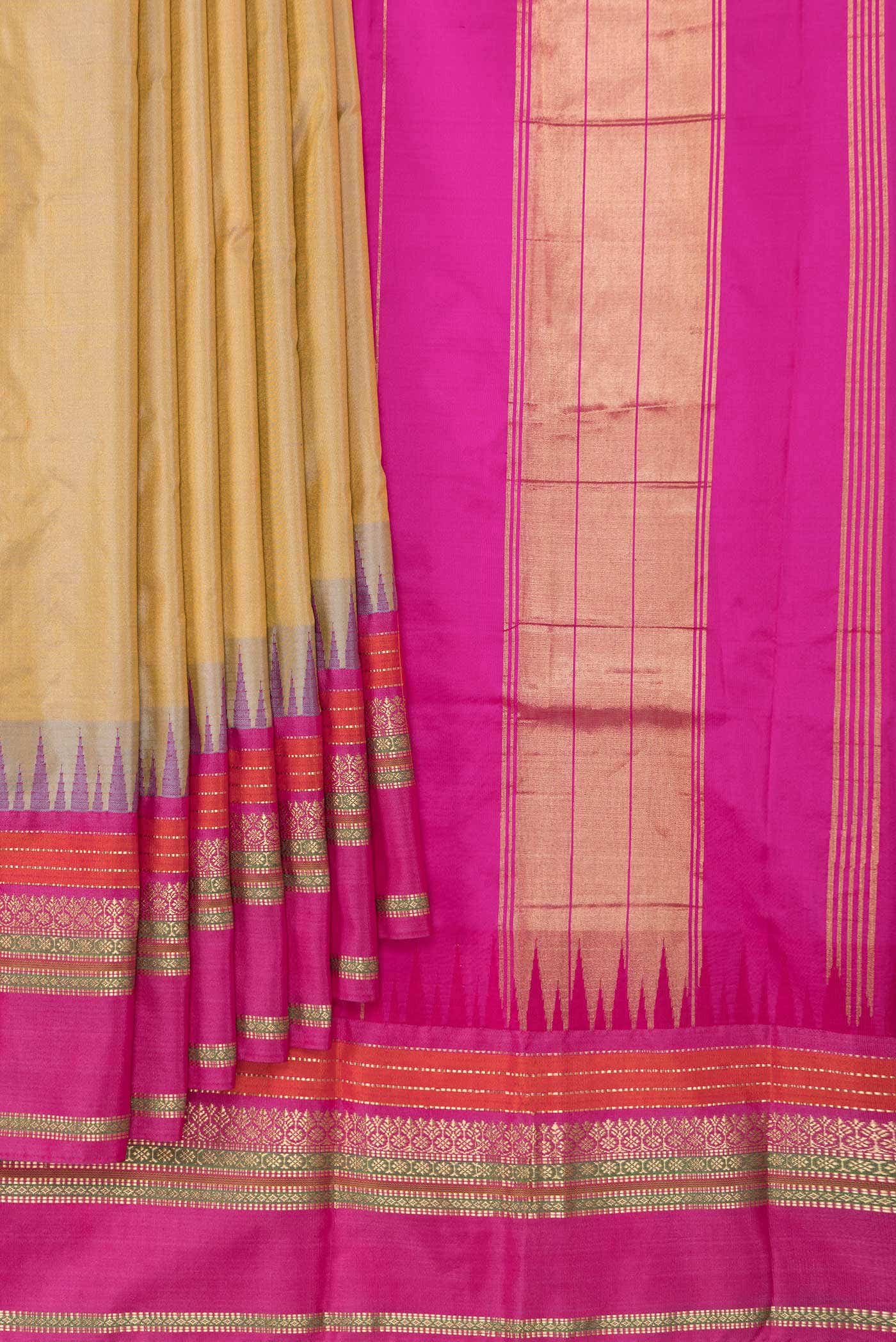 Gold Dual Tone Kanchipuram Silk Saree