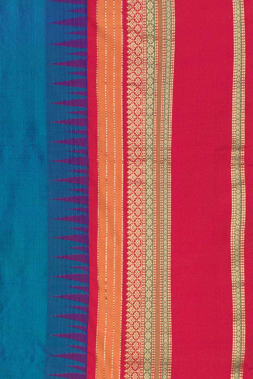 Peacock Blue Dual Tone Kanchipuram Silk Saree