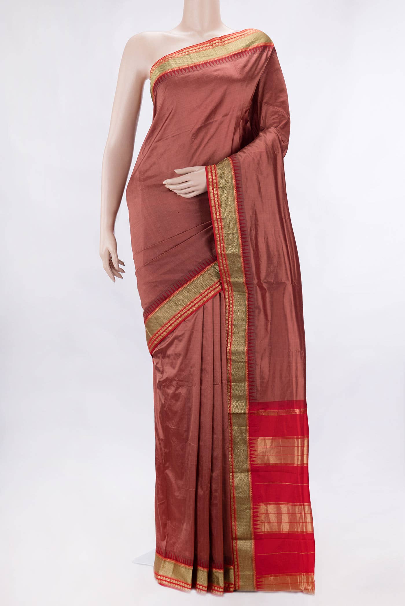 Bronze Dual Tone Kanchipuram Silk Saree