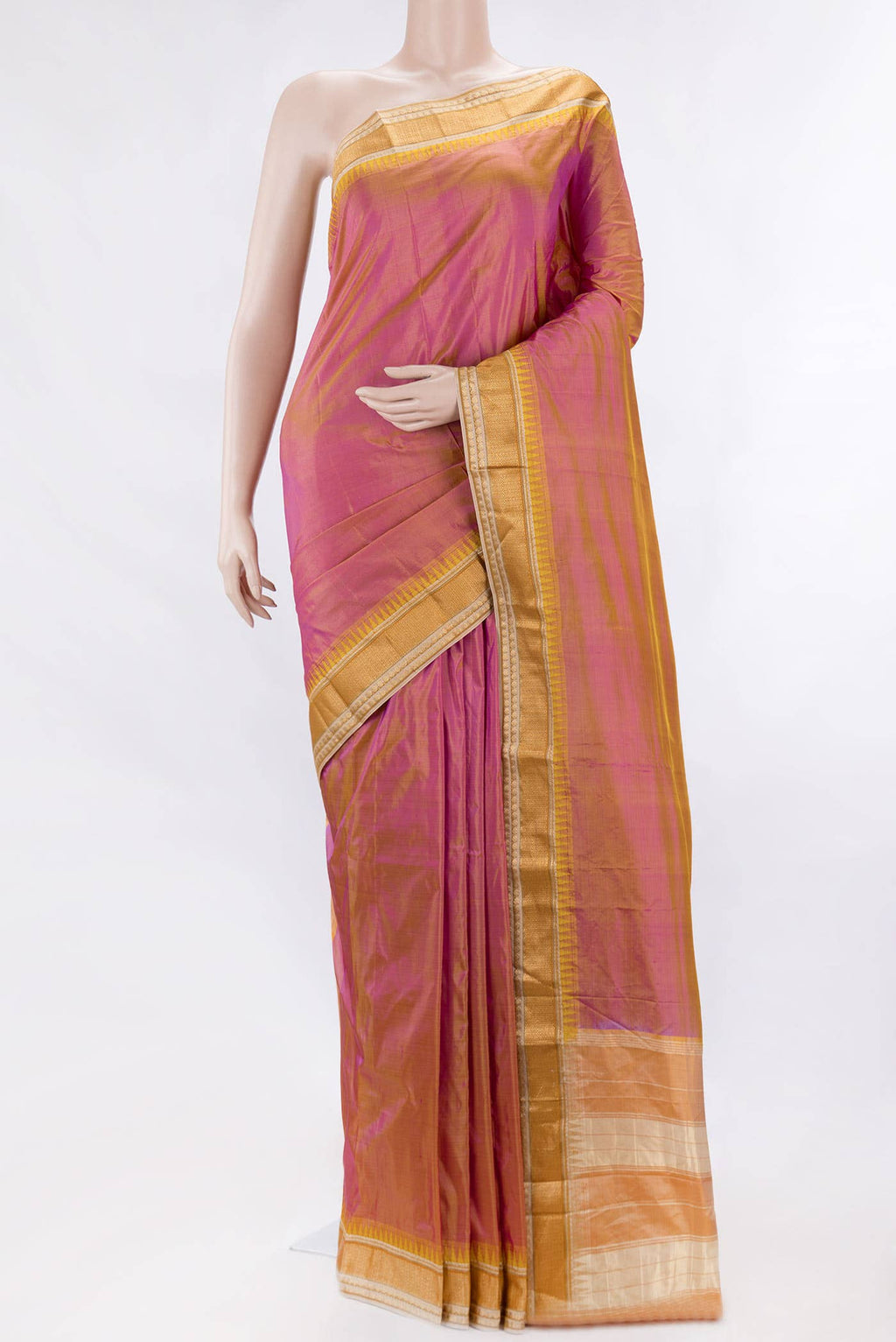 Pink Dual Tone Kanchipuram Silk Saree