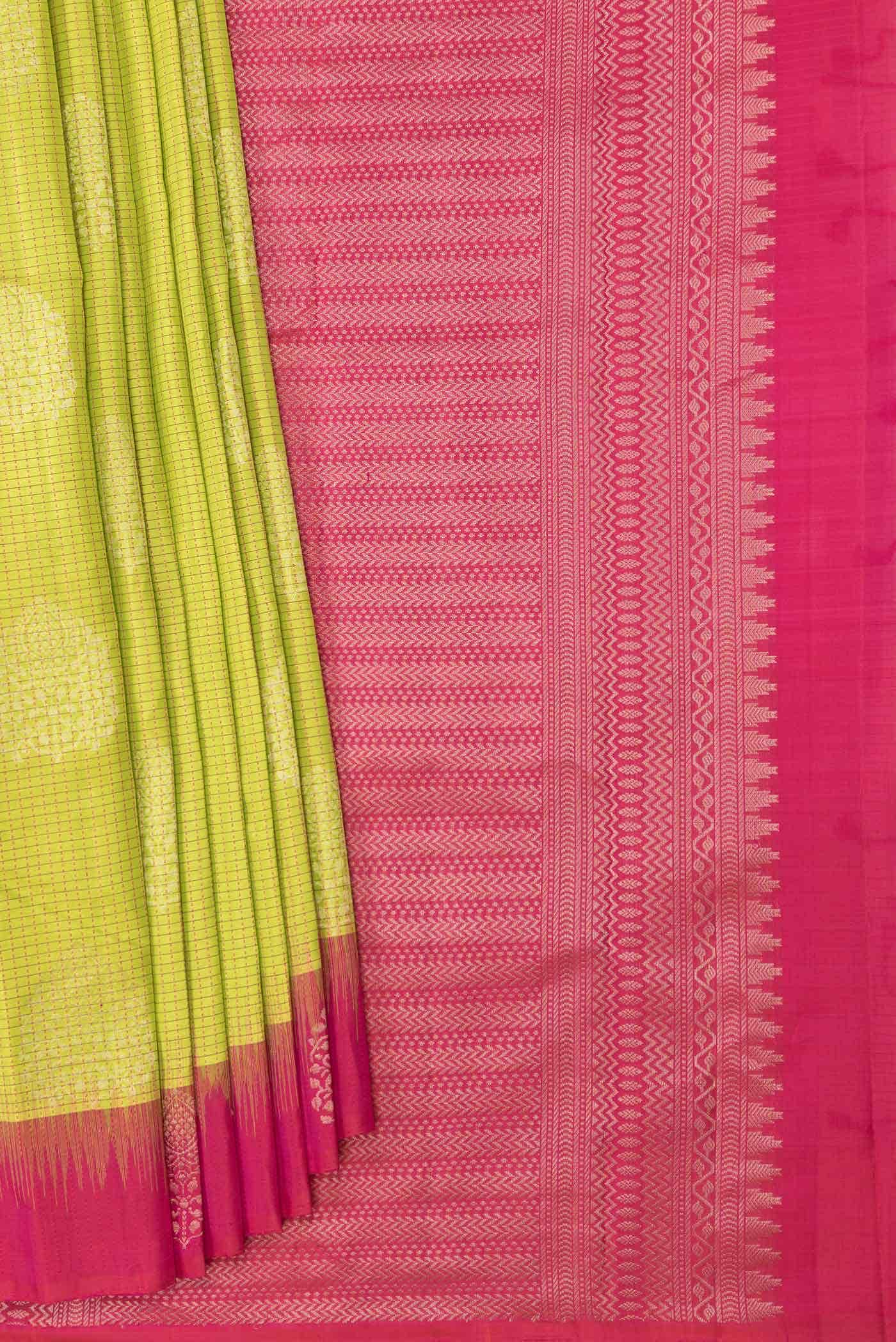 Parrot Green Dual Tone Soft Silk Saree