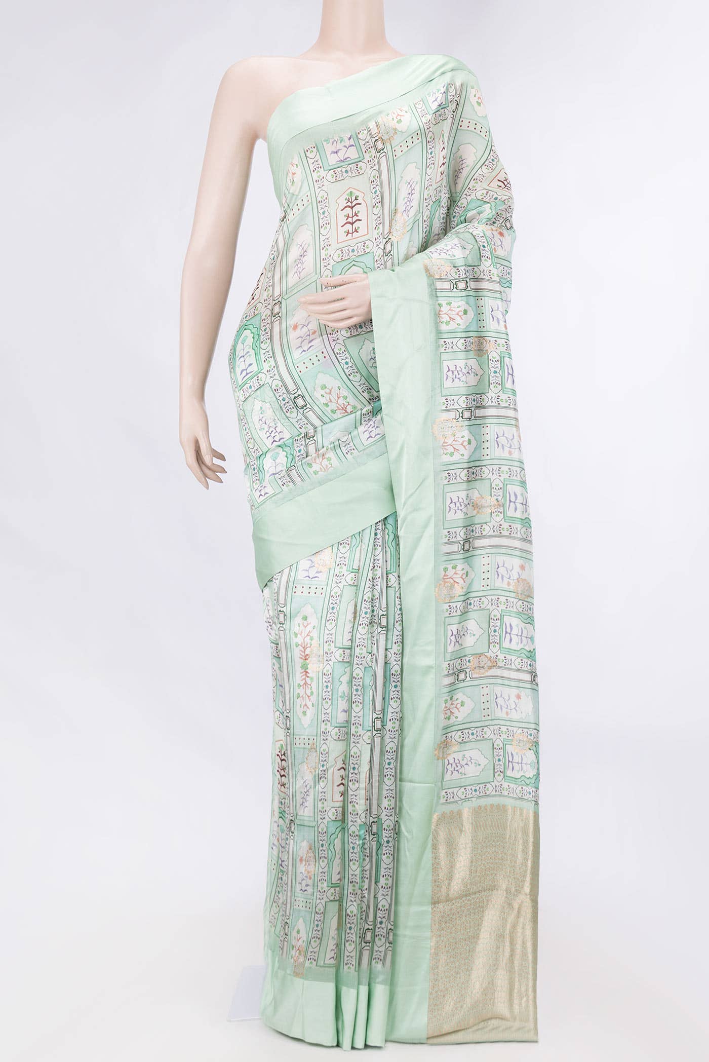 Light Green Dual Tone Tussar Silk Saree