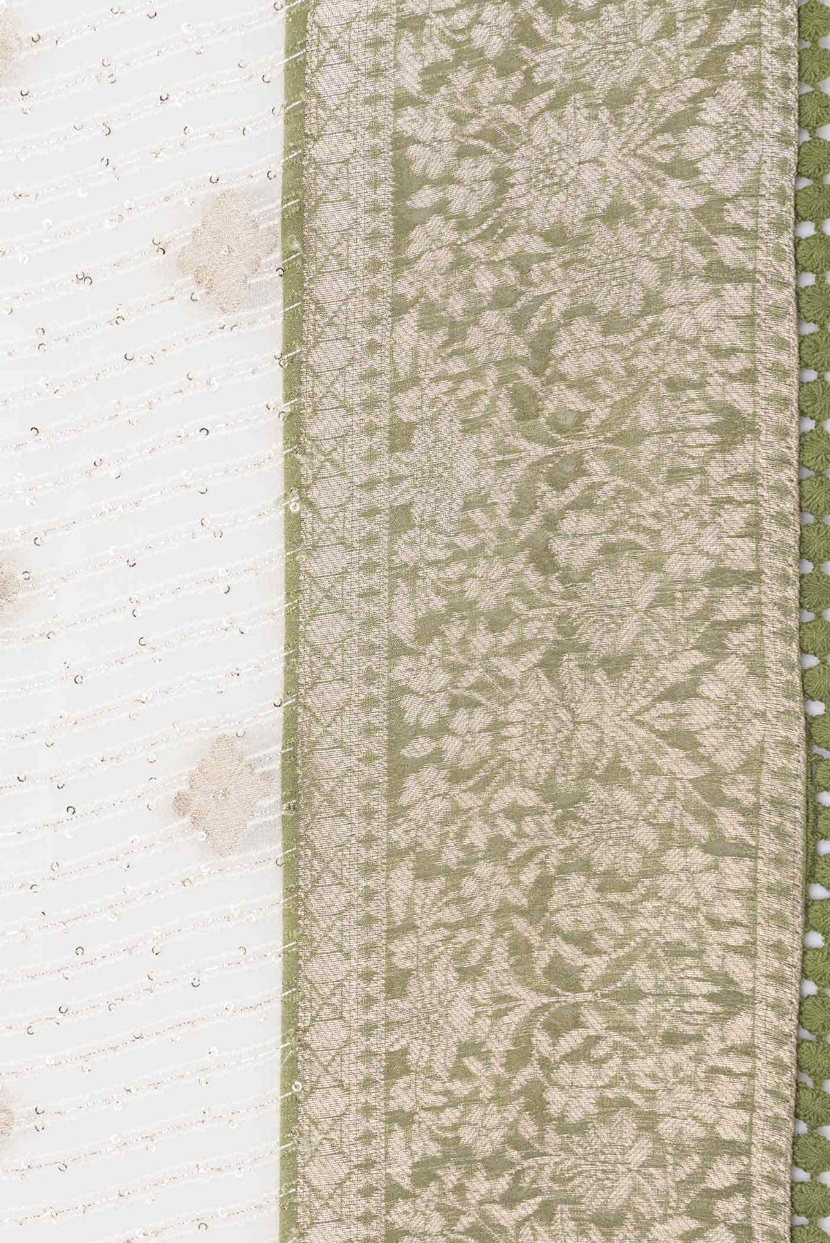 Off White Blended Crepe Saree