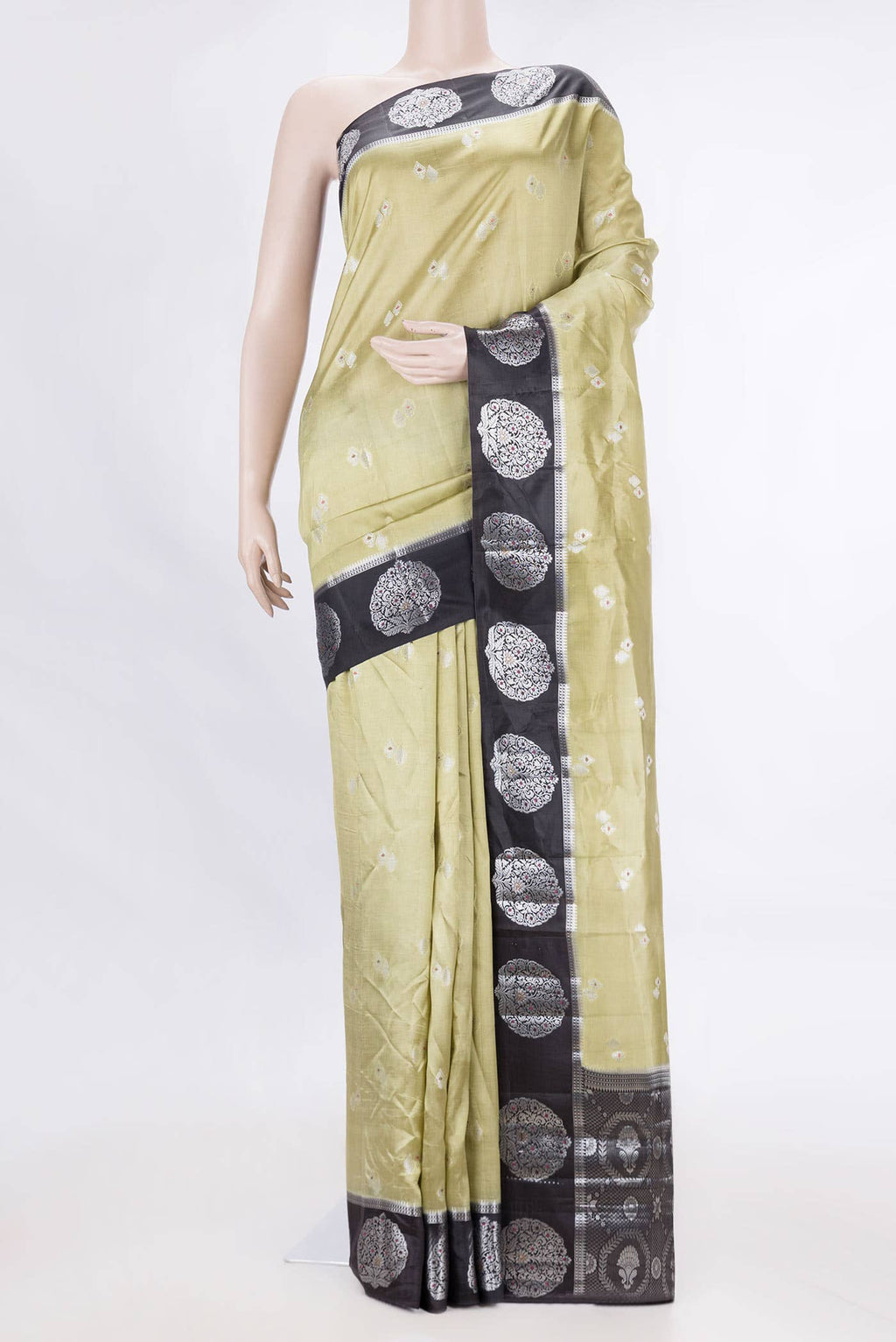 Pista Green Dual Tone Soft Silk Saree