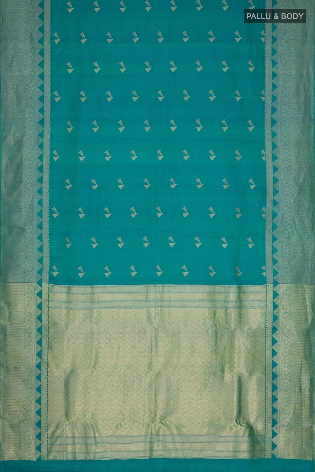 Blue with Green Dual Tone Kanchipuram Silk Saree