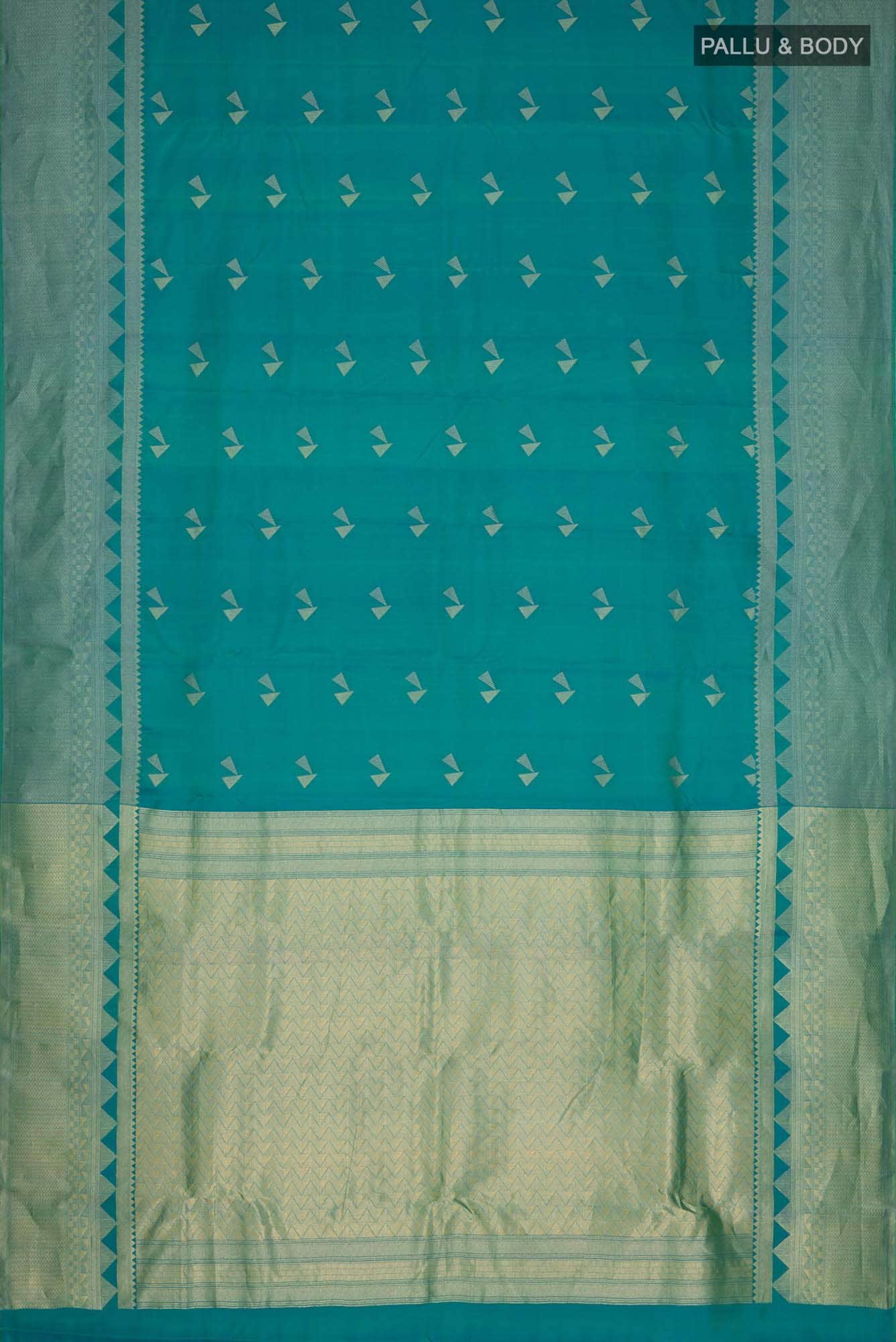 Blue with Green Dual Tone Kanchipuram Silk Saree