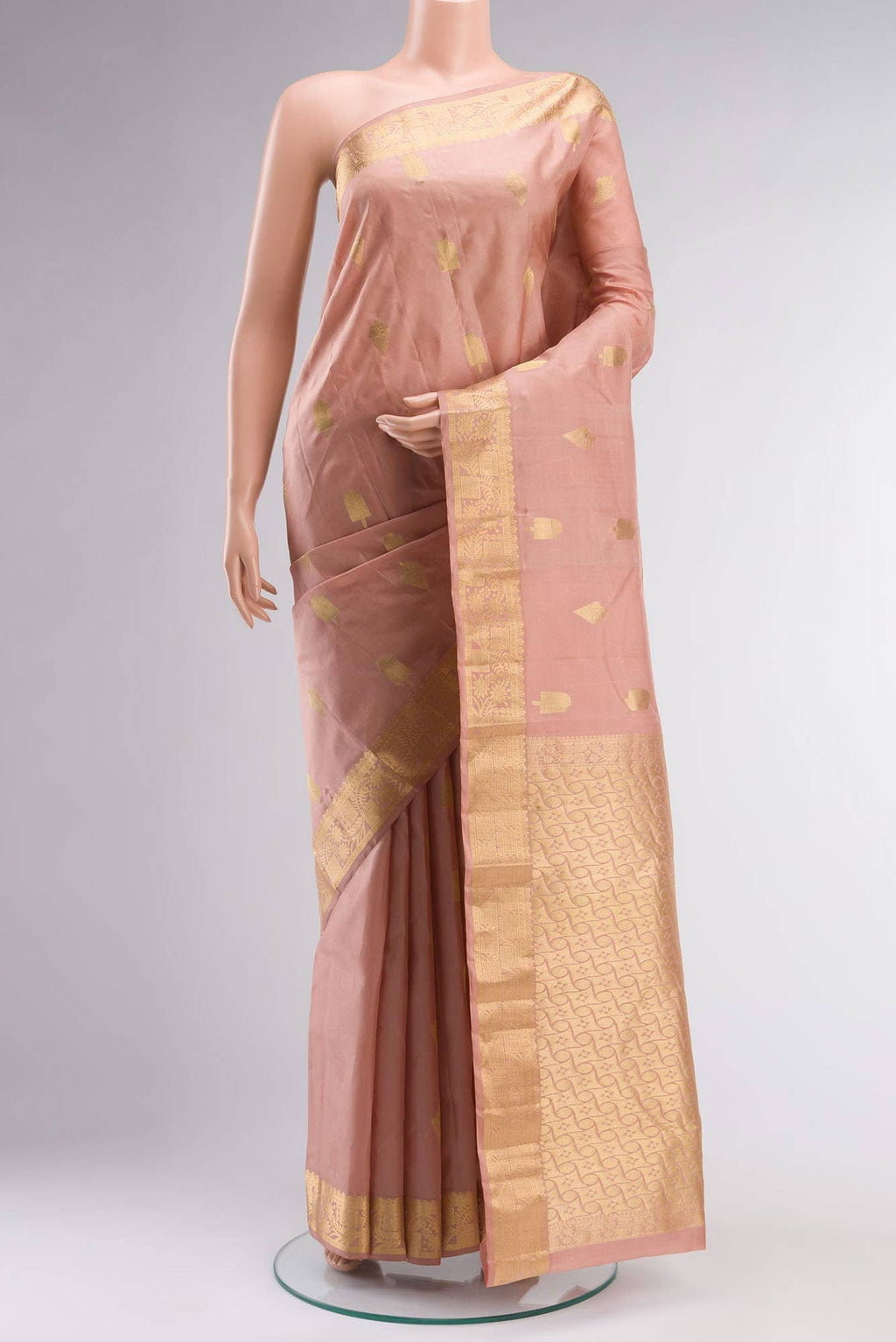Peach Kanchipuram Silk Saree