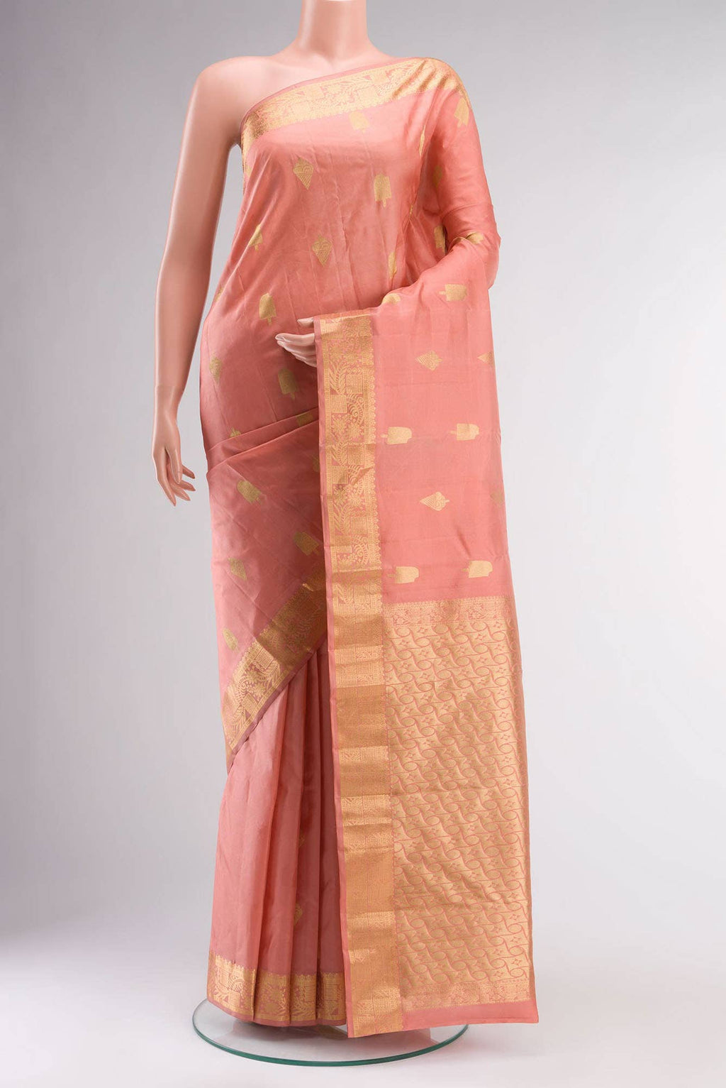 Peach Kanchipuram Silk Saree