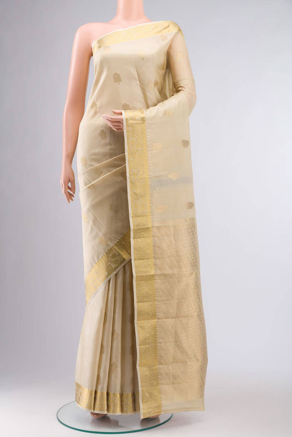 Beige Kanchipuram Silk Saree