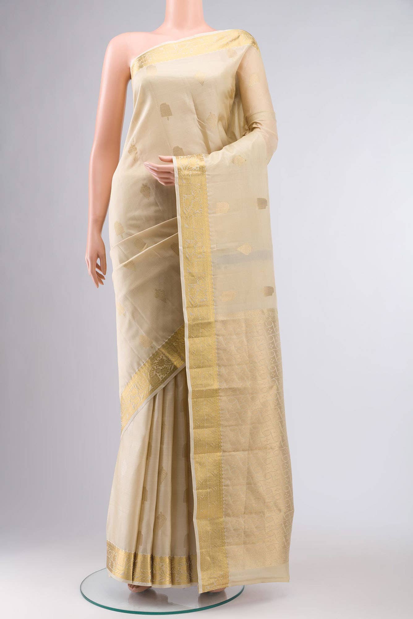 Beige Kanchipuram Silk Saree