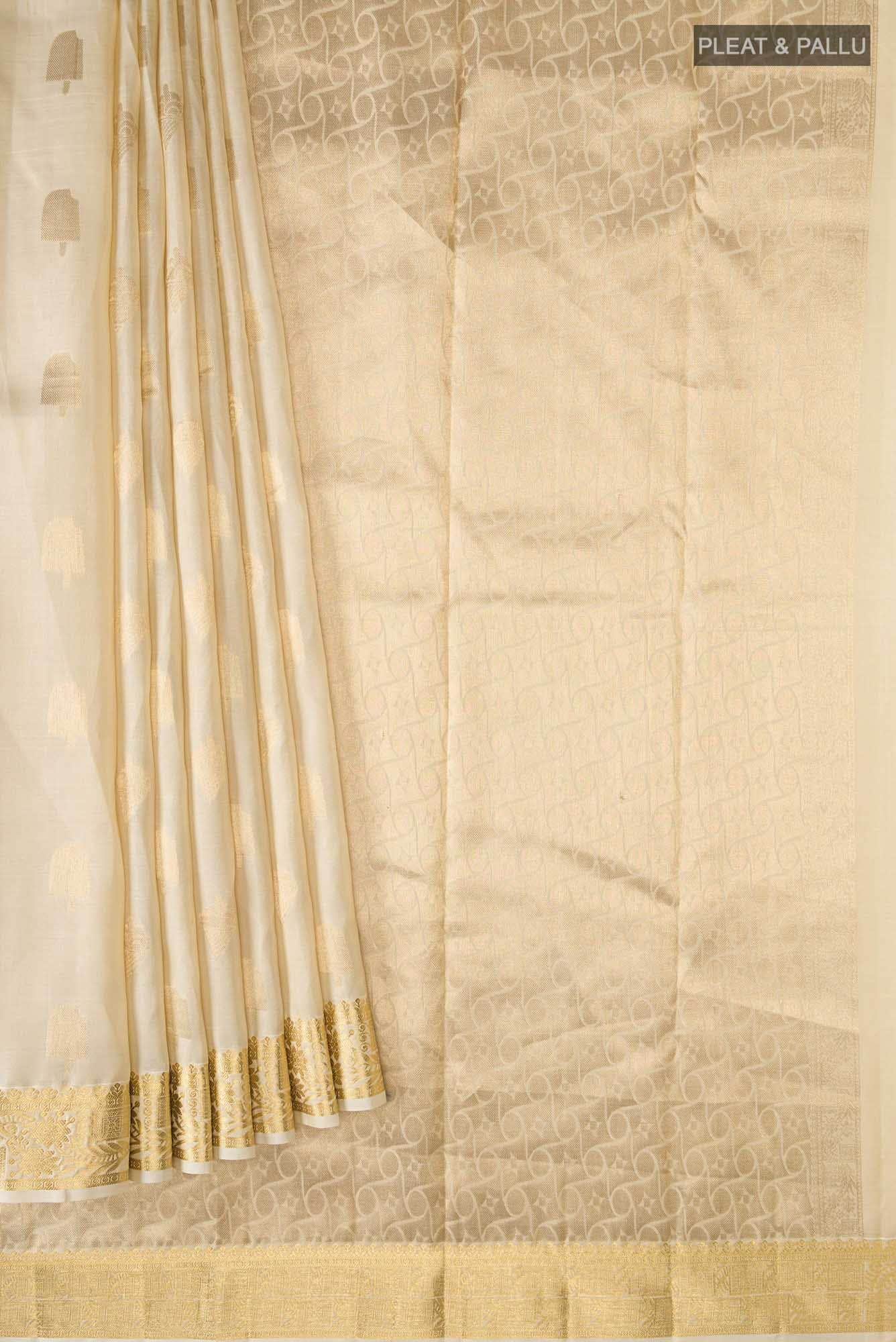 Beige Kanchipuram Silk Saree