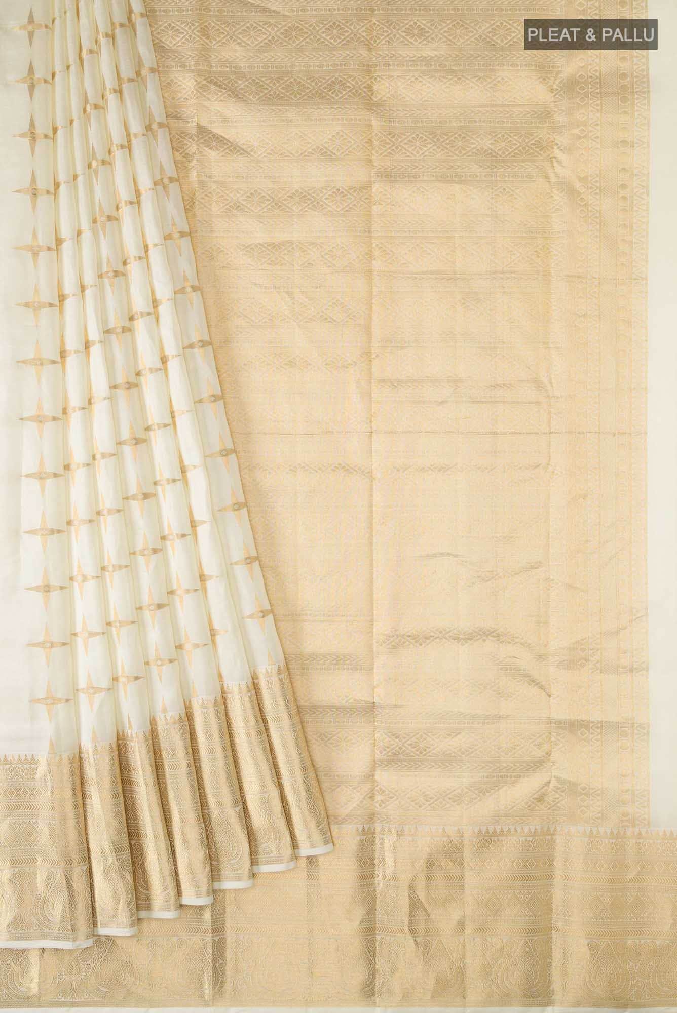 Cream Kanchipuram Silk Saree
