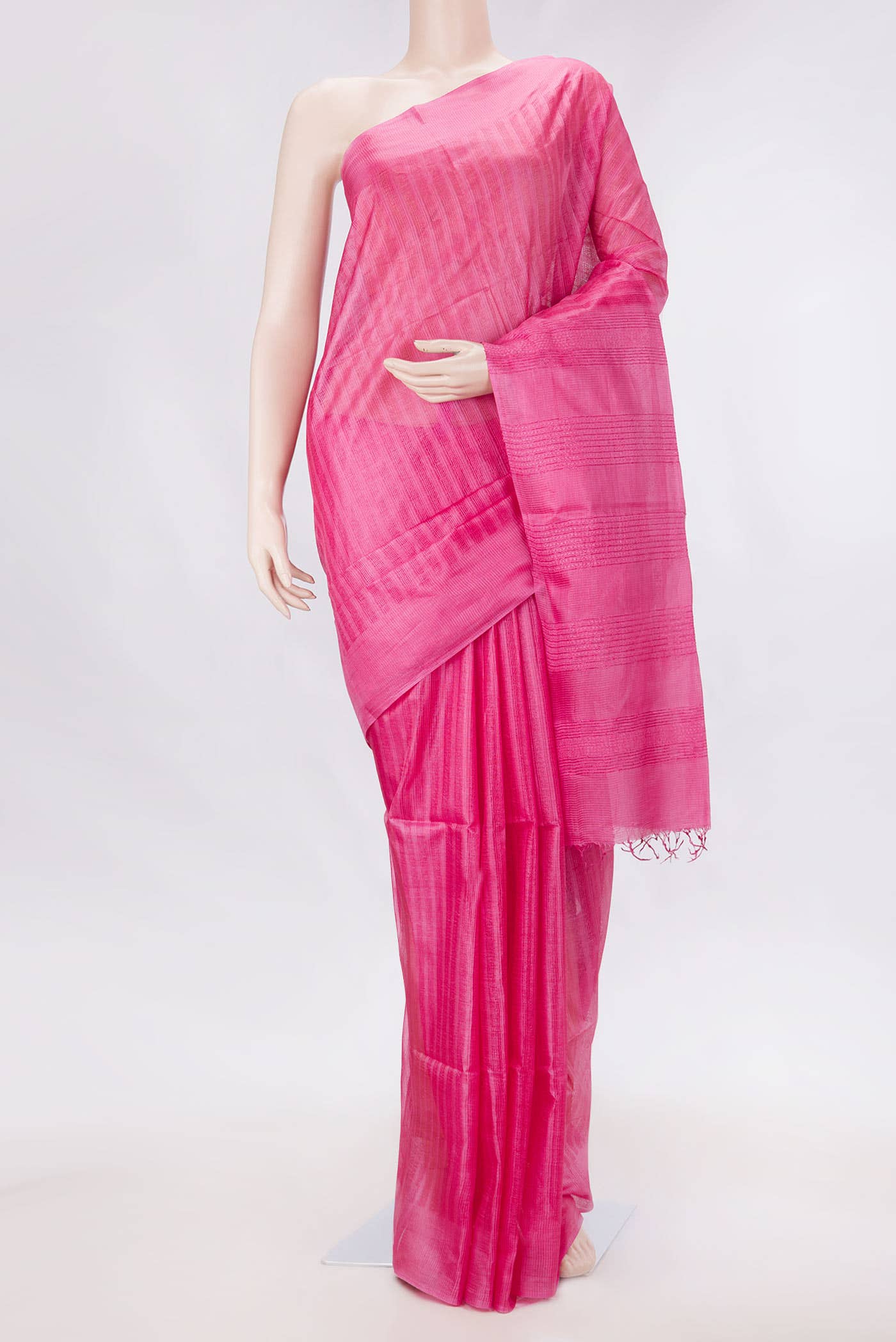 Pink Tussar Silk Saree