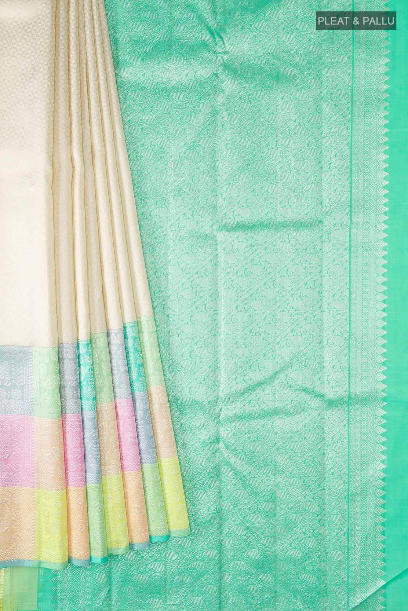 Cream Kanchipuram Silk Saree