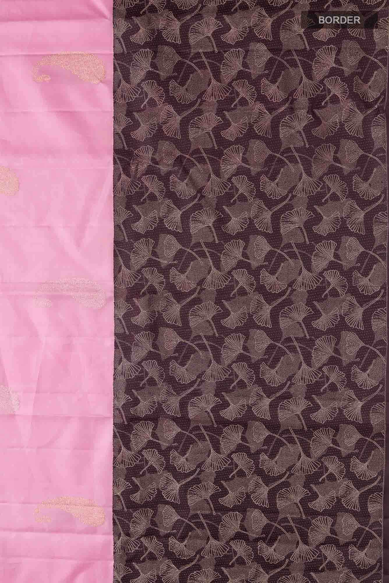 Rose pink Kanchipuram Silk Saree