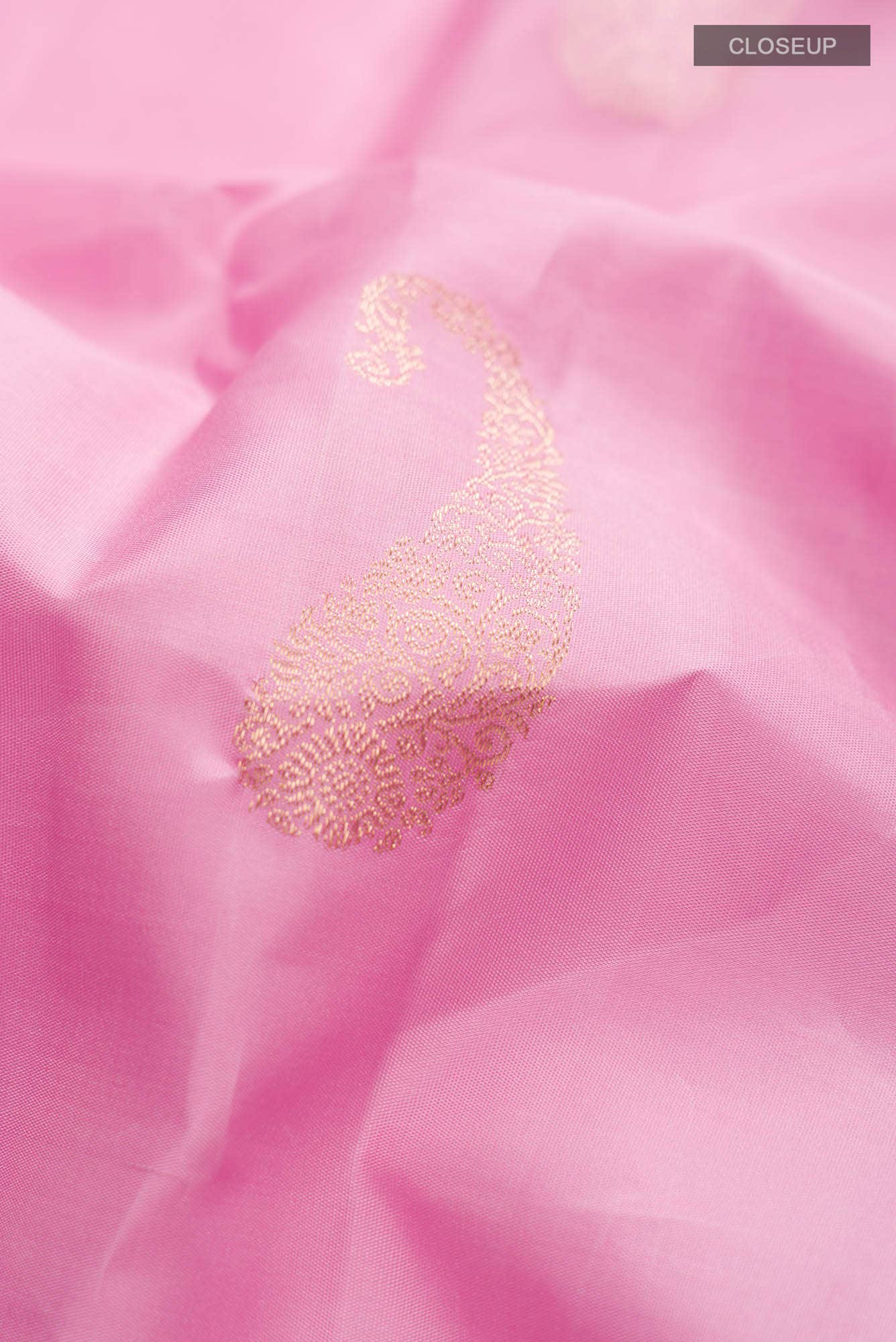 Rose pink Kanchipuram Silk Saree