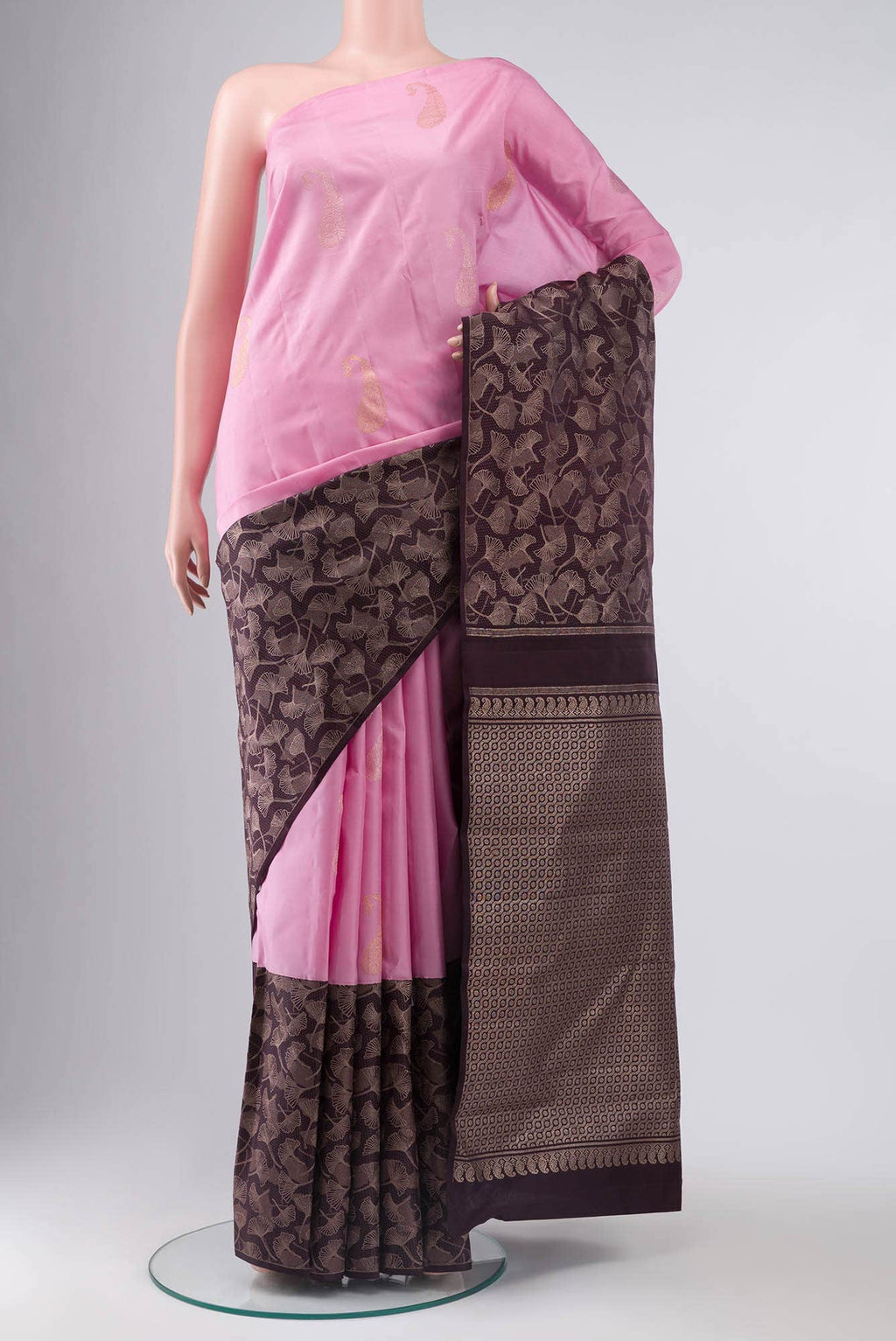 Rose pink Kanchipuram Silk Saree