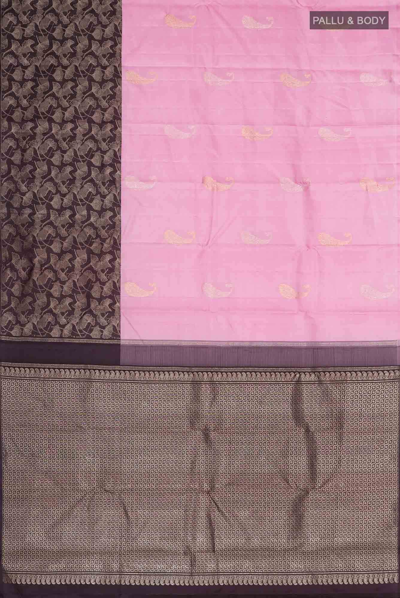 Rose pink Kanchipuram Silk Saree