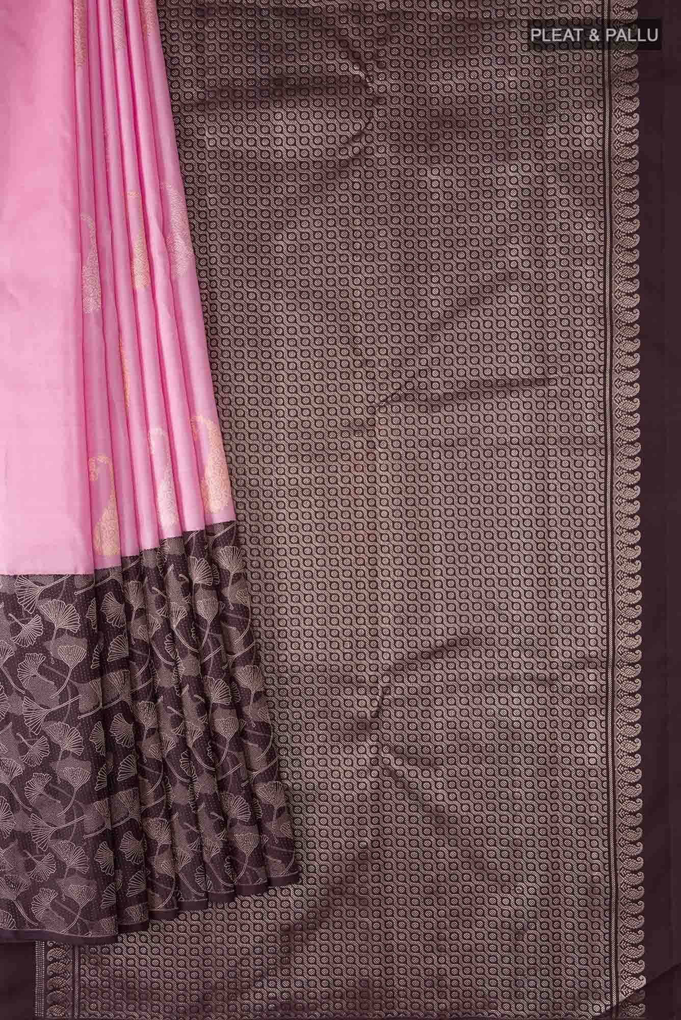 Rose pink Kanchipuram Silk Saree