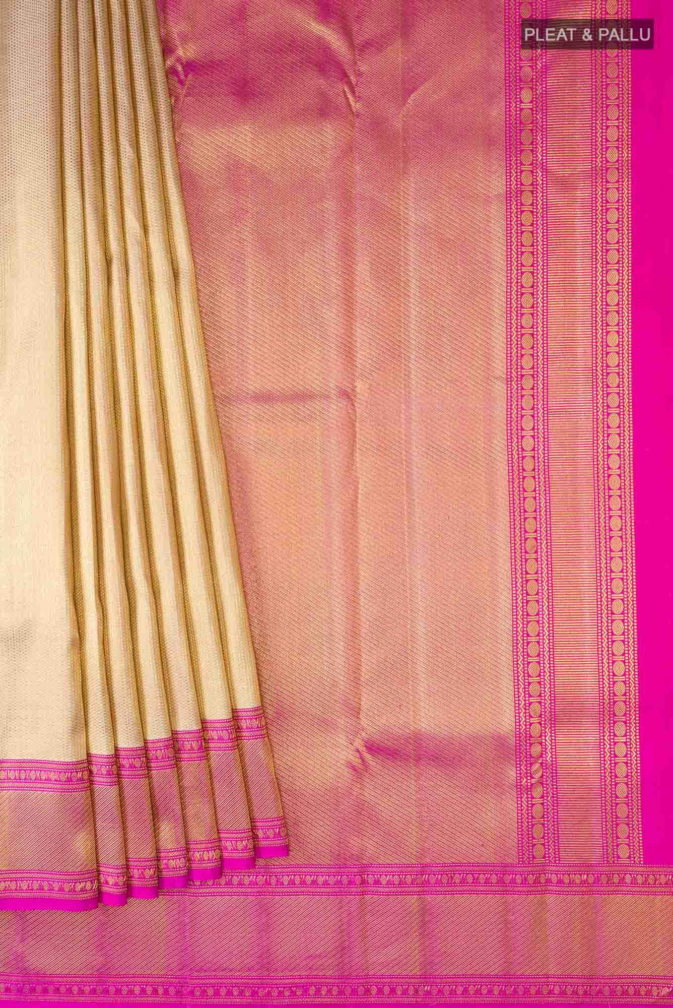 Gold with Pink Dual Tone Kanchipuram Silk Saree