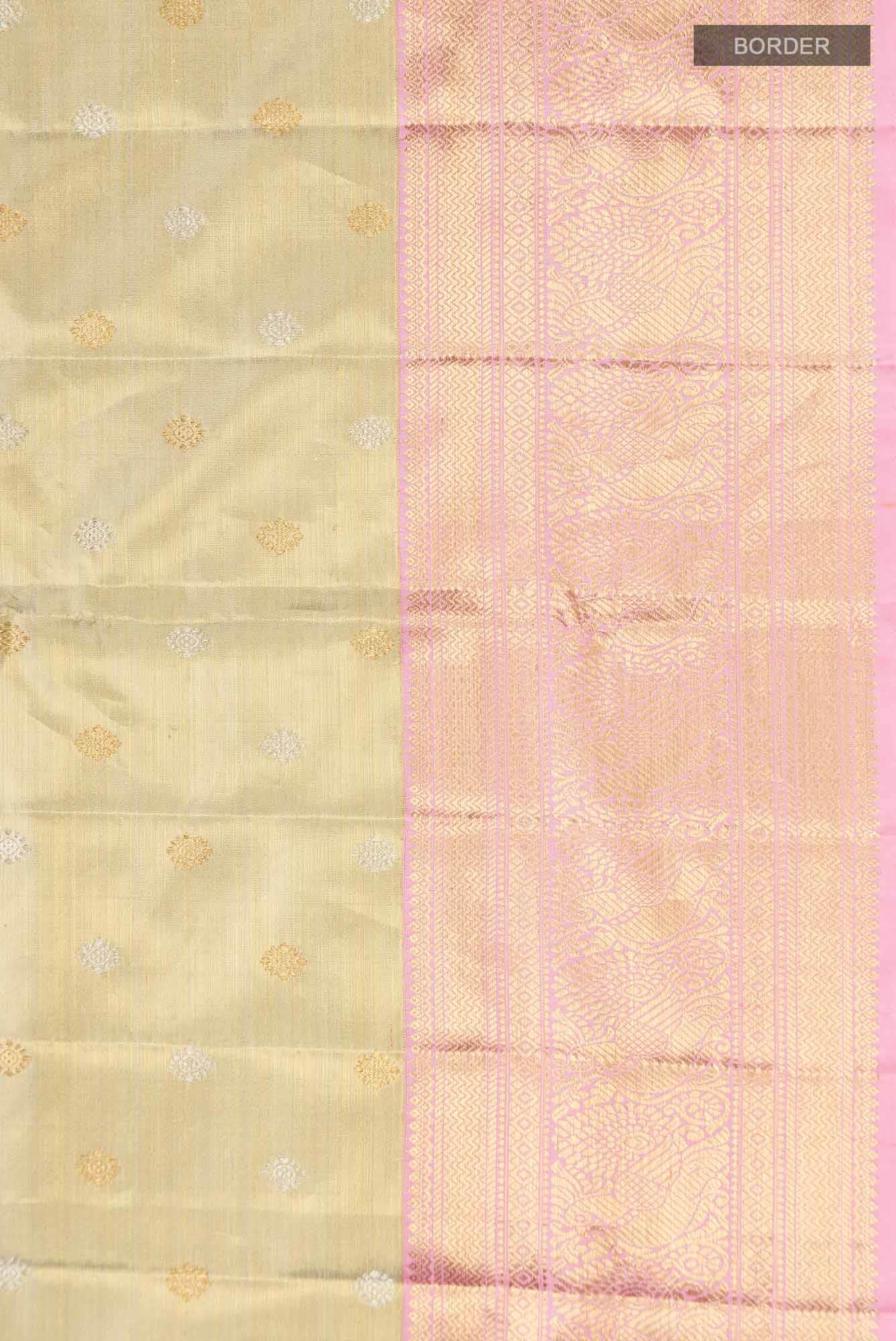 Beige Kanjivaram Tissue Silk Saree