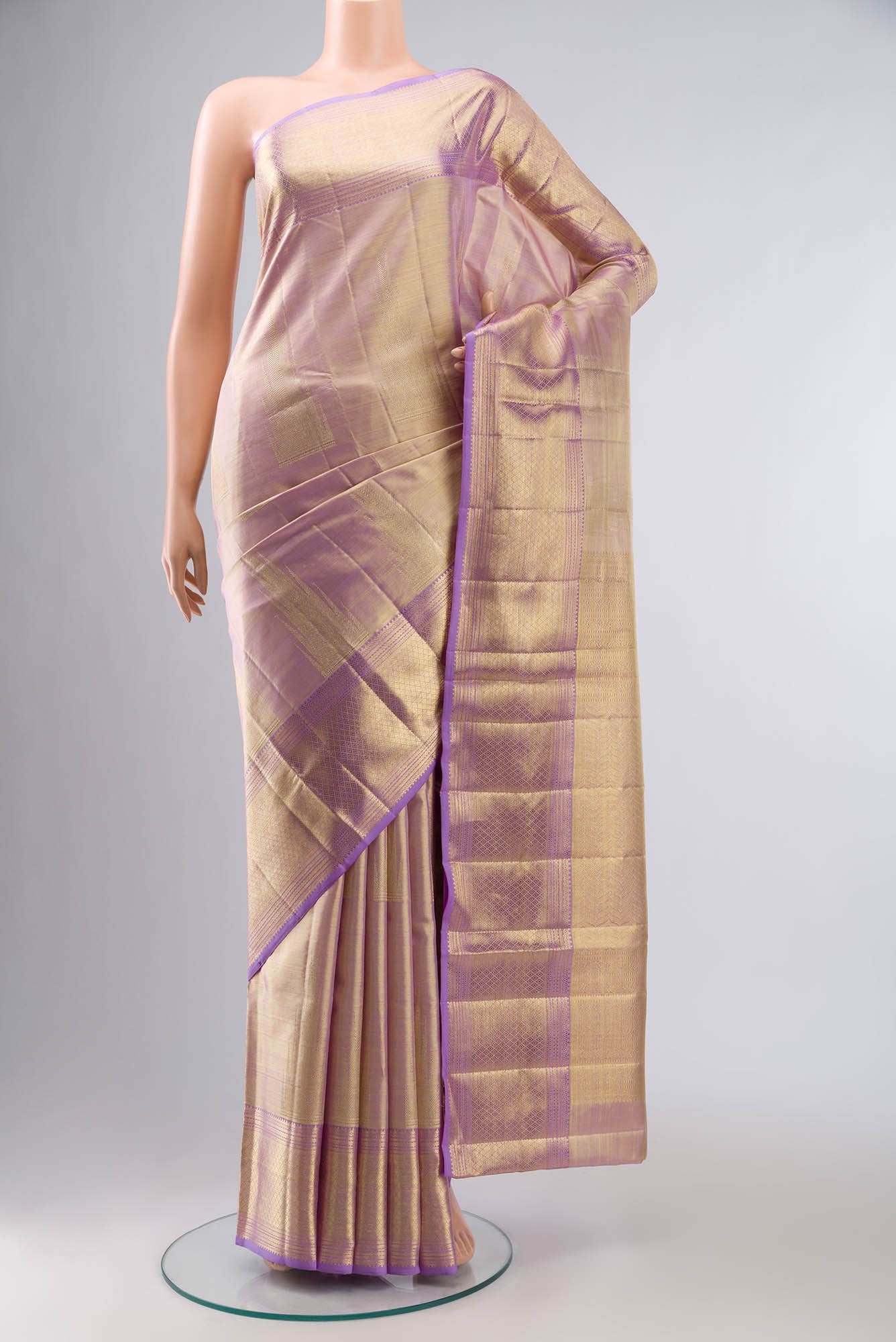 Lavender Kanchipuram Tissue Silk Saree