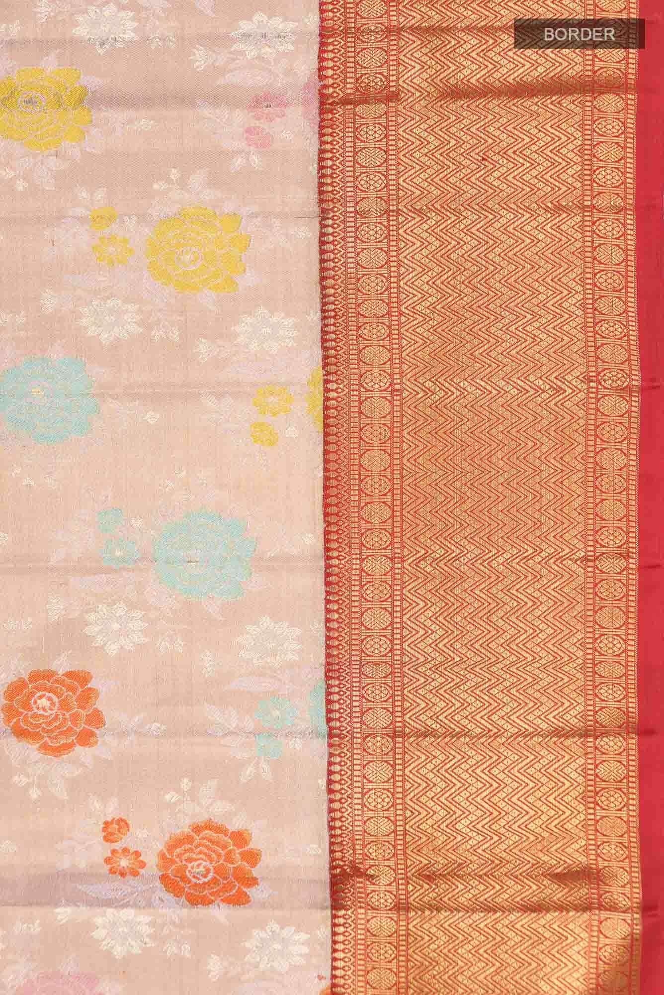 Peach Kanjivaram Tissue Silk Saree