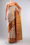 Peach Kanjivaram Tissue Silk Saree