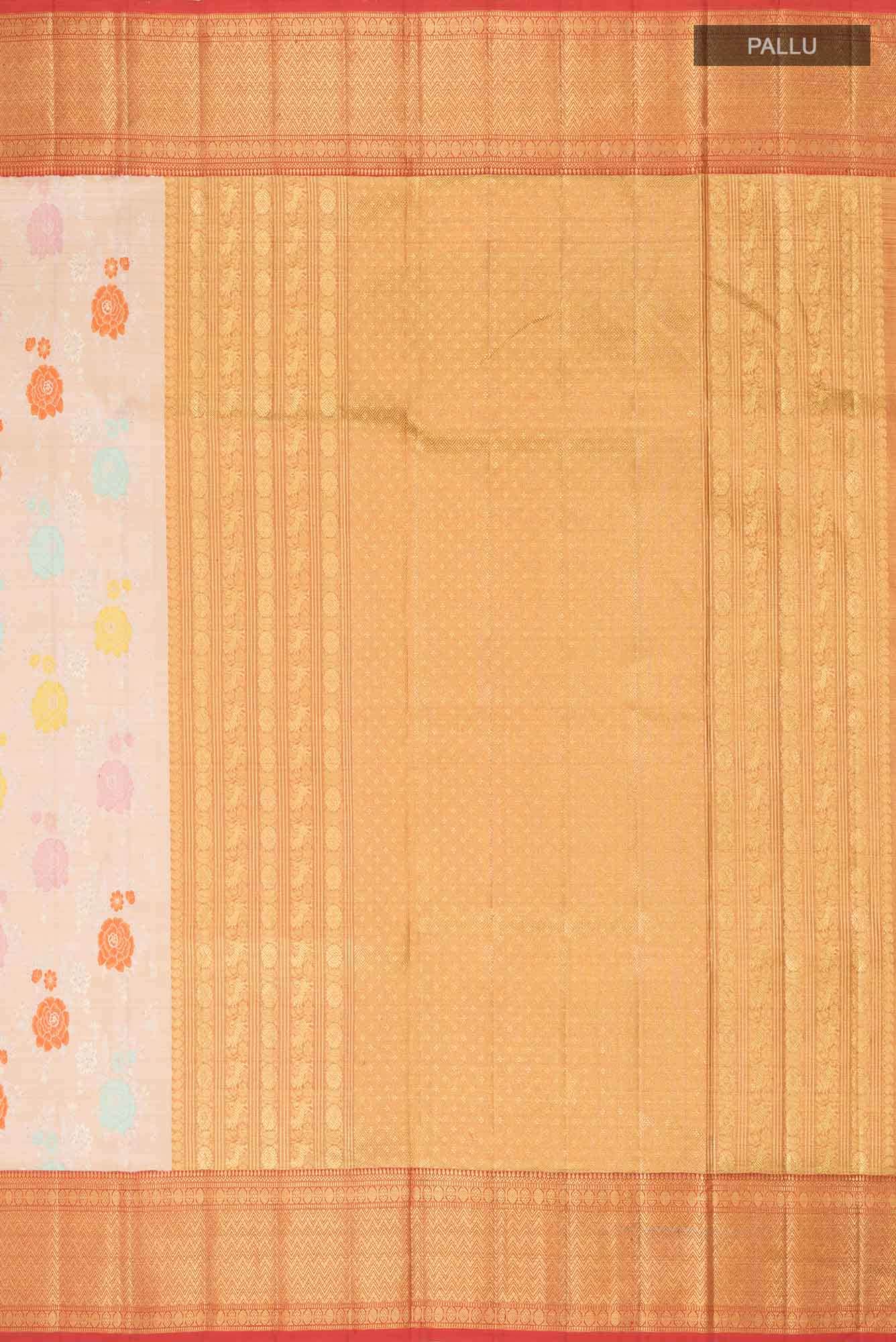Peach Kanjivaram Tissue Silk Saree