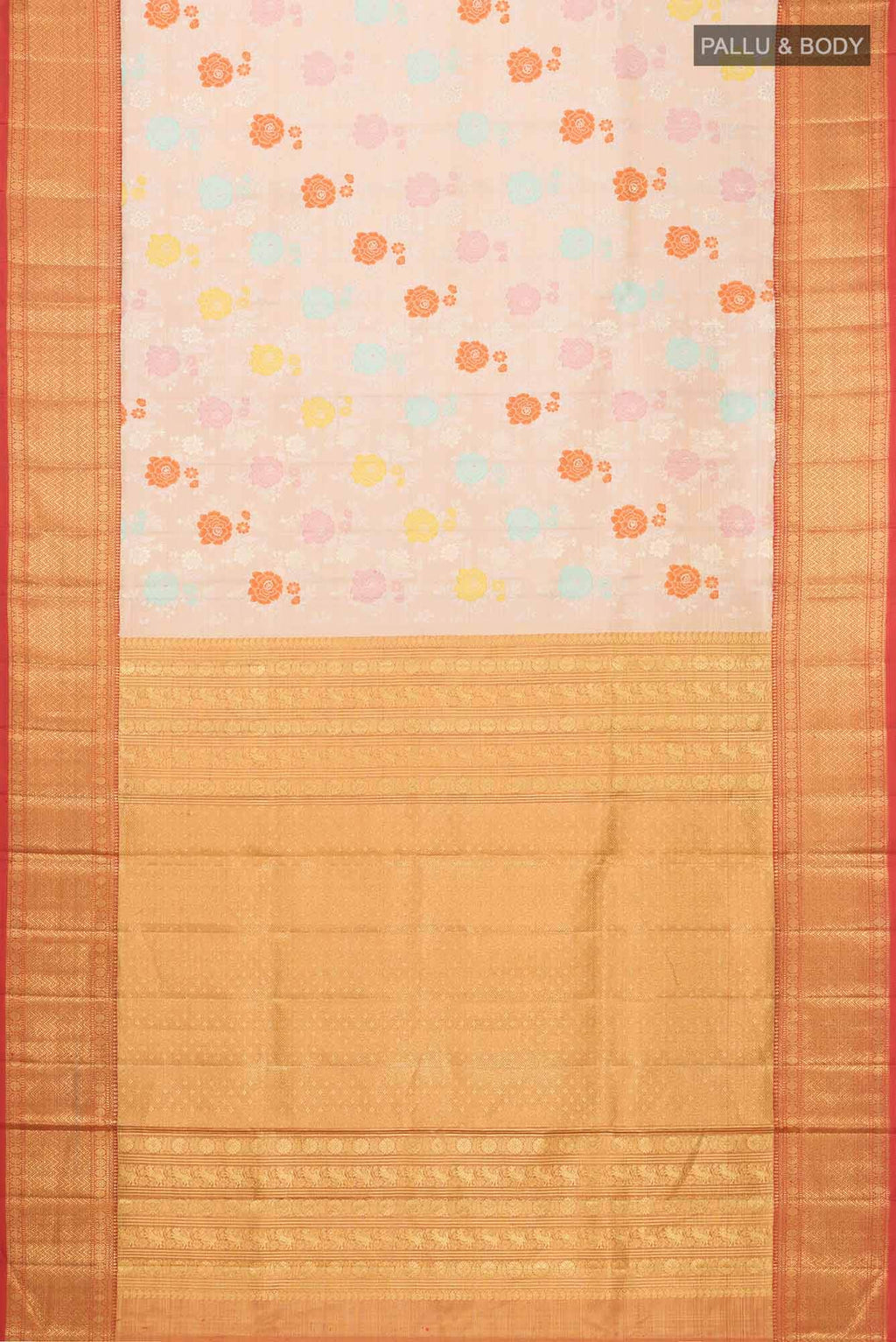 Peach Kanchipuram Tissue Silk Saree