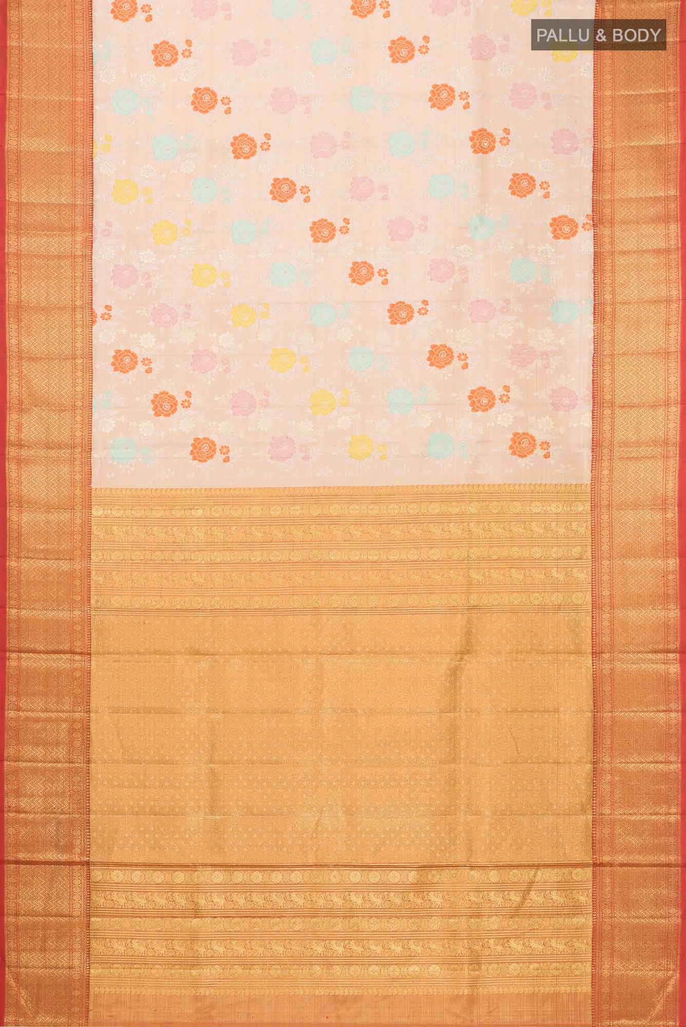 Peach Kanchipuram Tissue Silk Saree