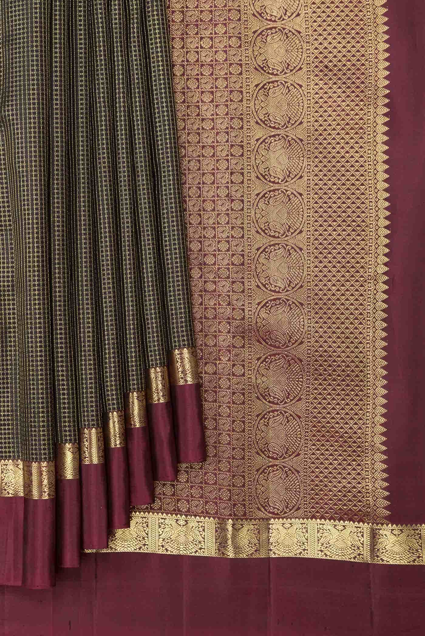 Black Dual Tone Kanchipuram Silk Saree