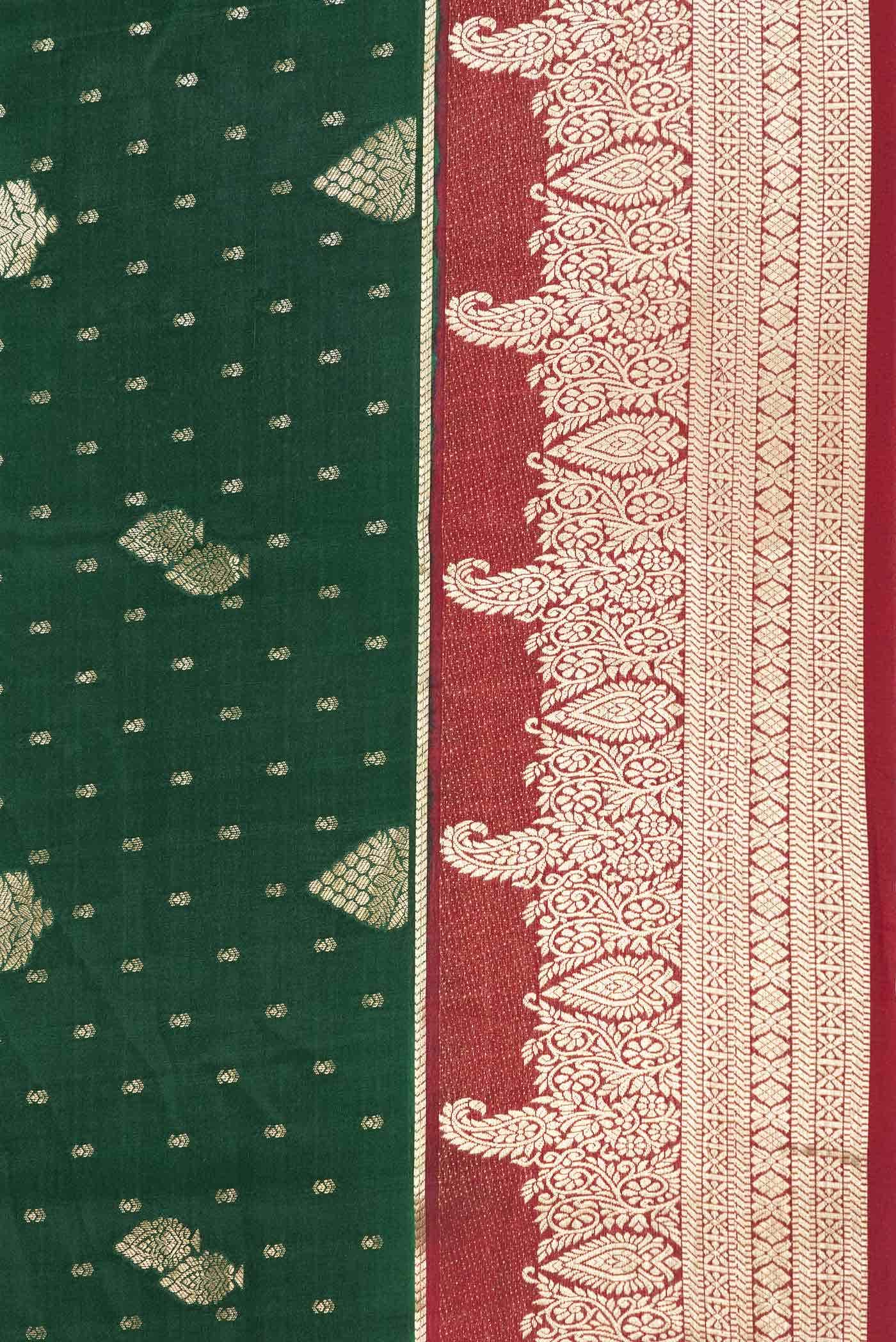 Green Dual Tone Mysore Crepe Saree