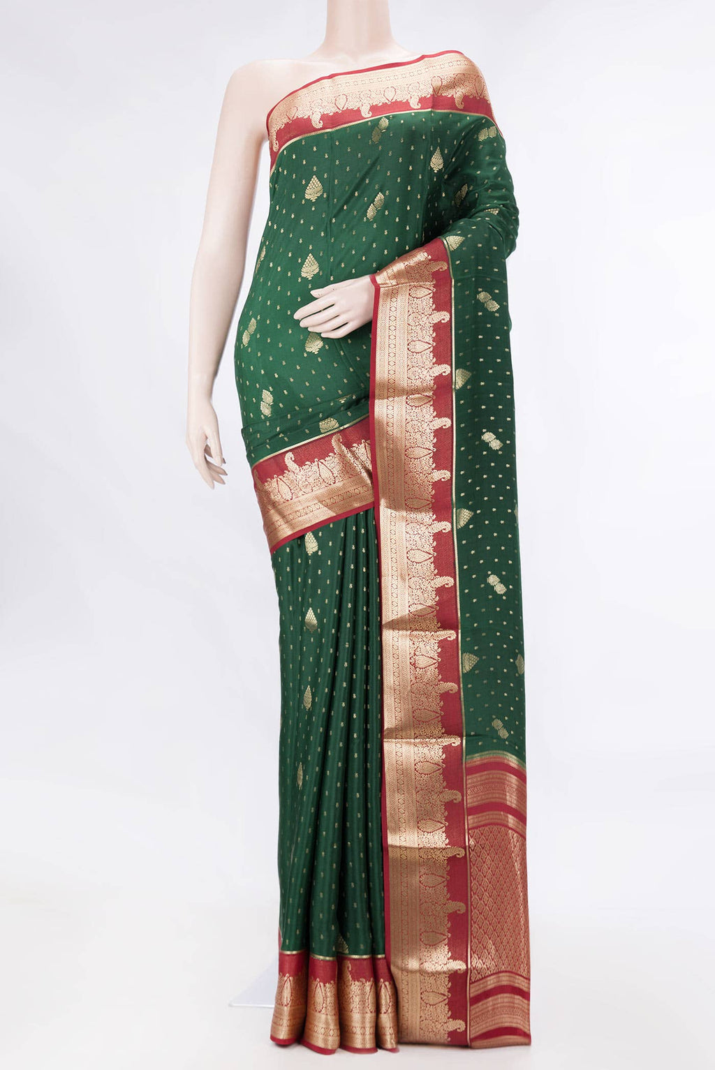 Green Dual Tone Mysore Crepe Saree