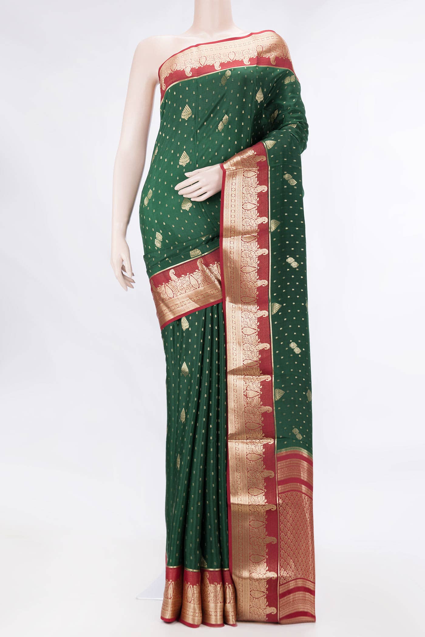 Green Dual Tone Mysore Crepe Saree
