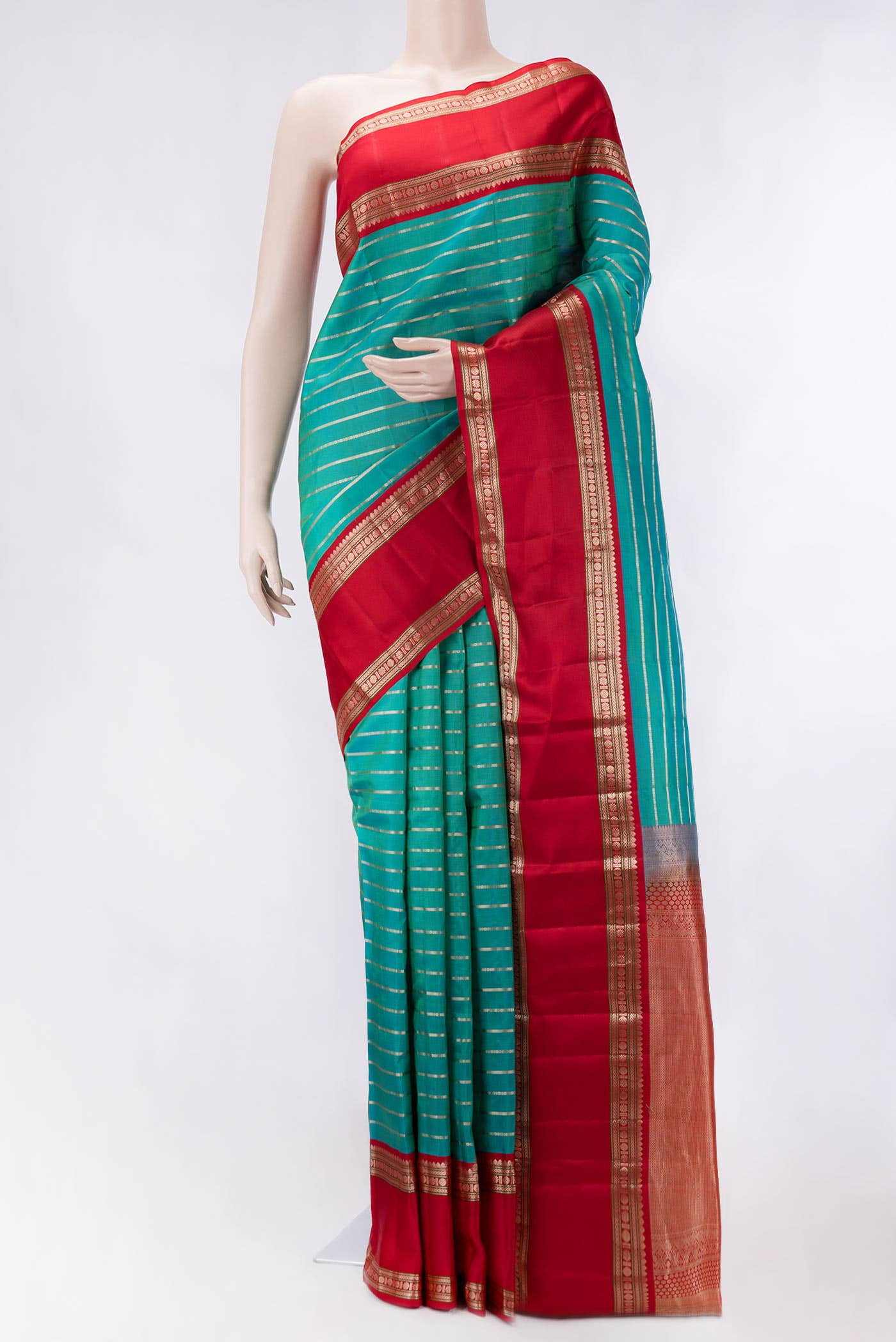 Peacock Blue Dual Tone Kanchipuram Silk Saree