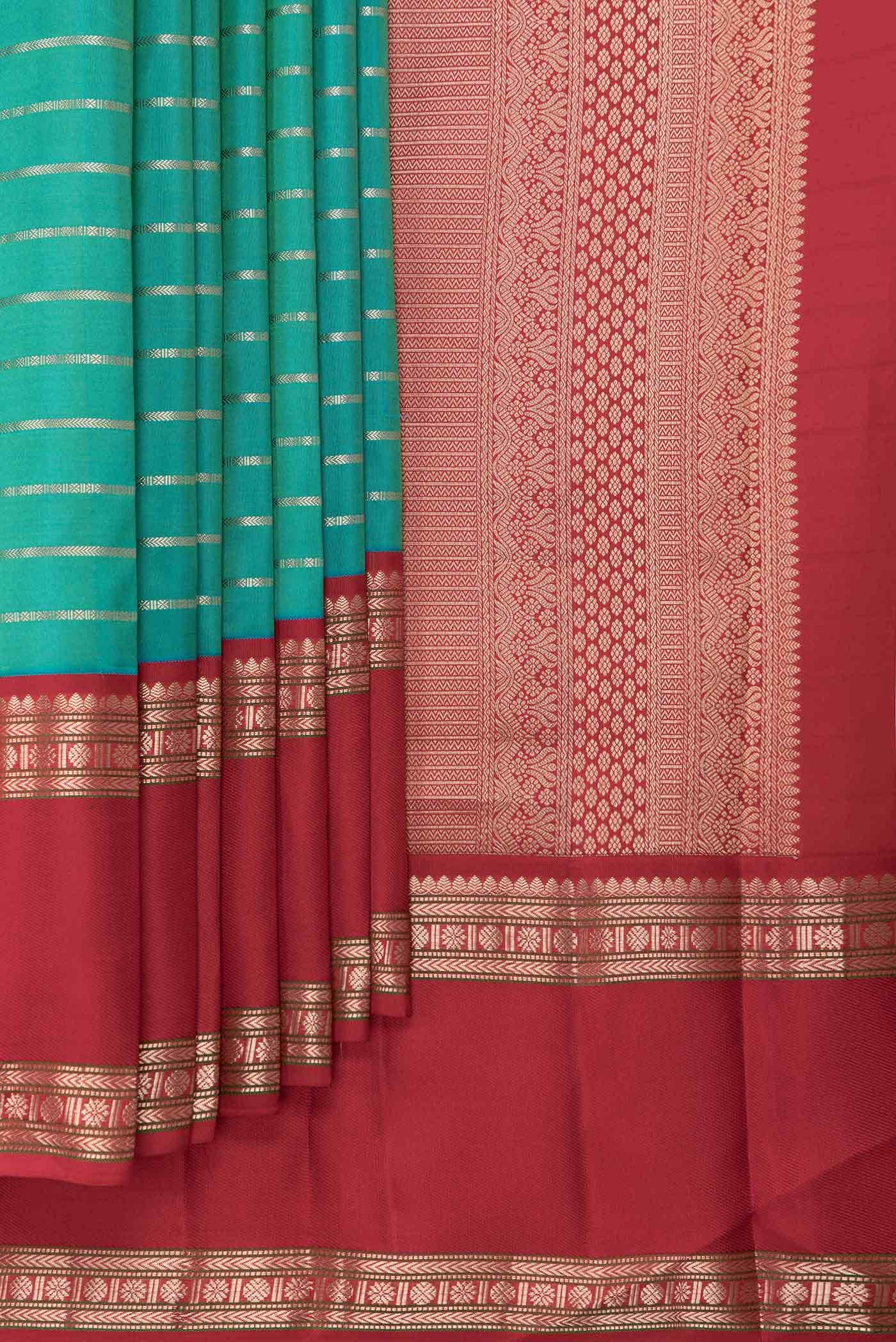Peacock Blue Dual Tone Kanchipuram Silk Saree