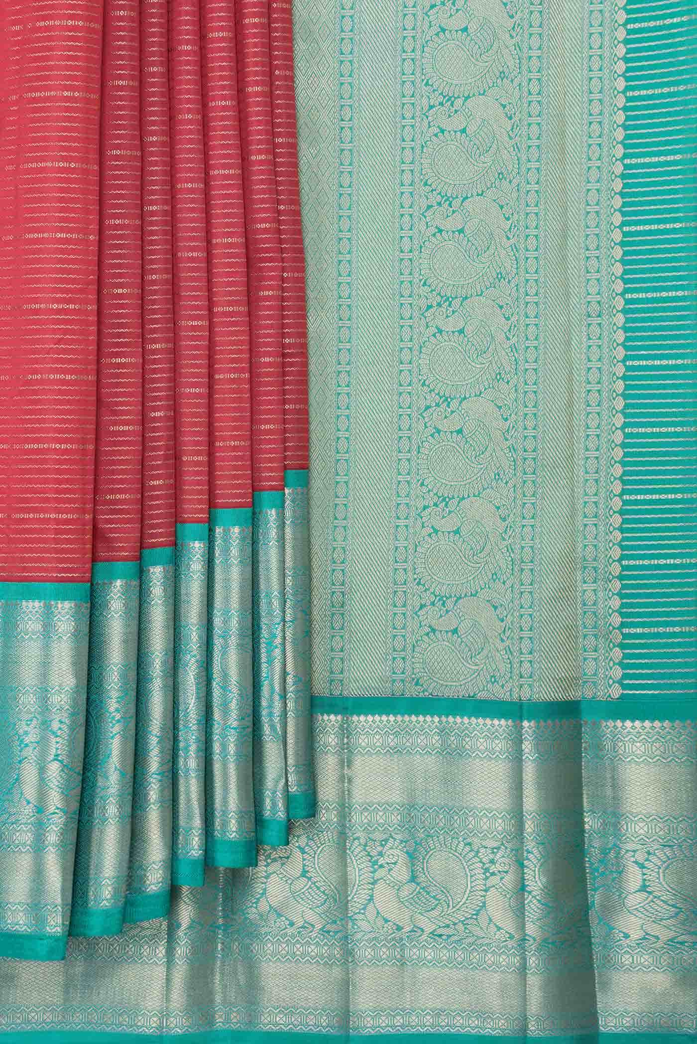 Dark Pink Dual Tone Kanchipuram Silk Saree