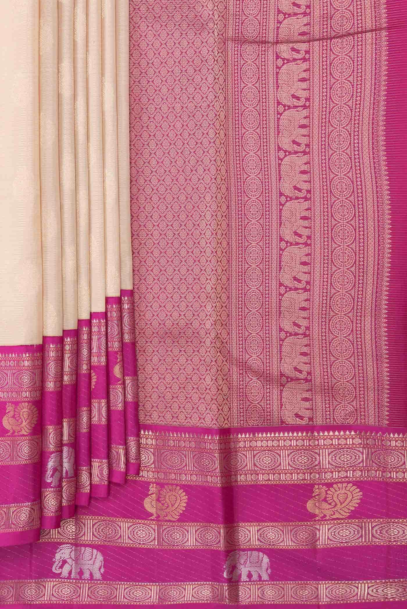 Beige Dual Tone Kanchipuram Silk Saree