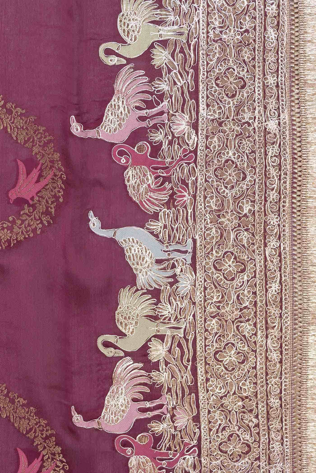 Magenta Dual Tone Satin Crepe Saree