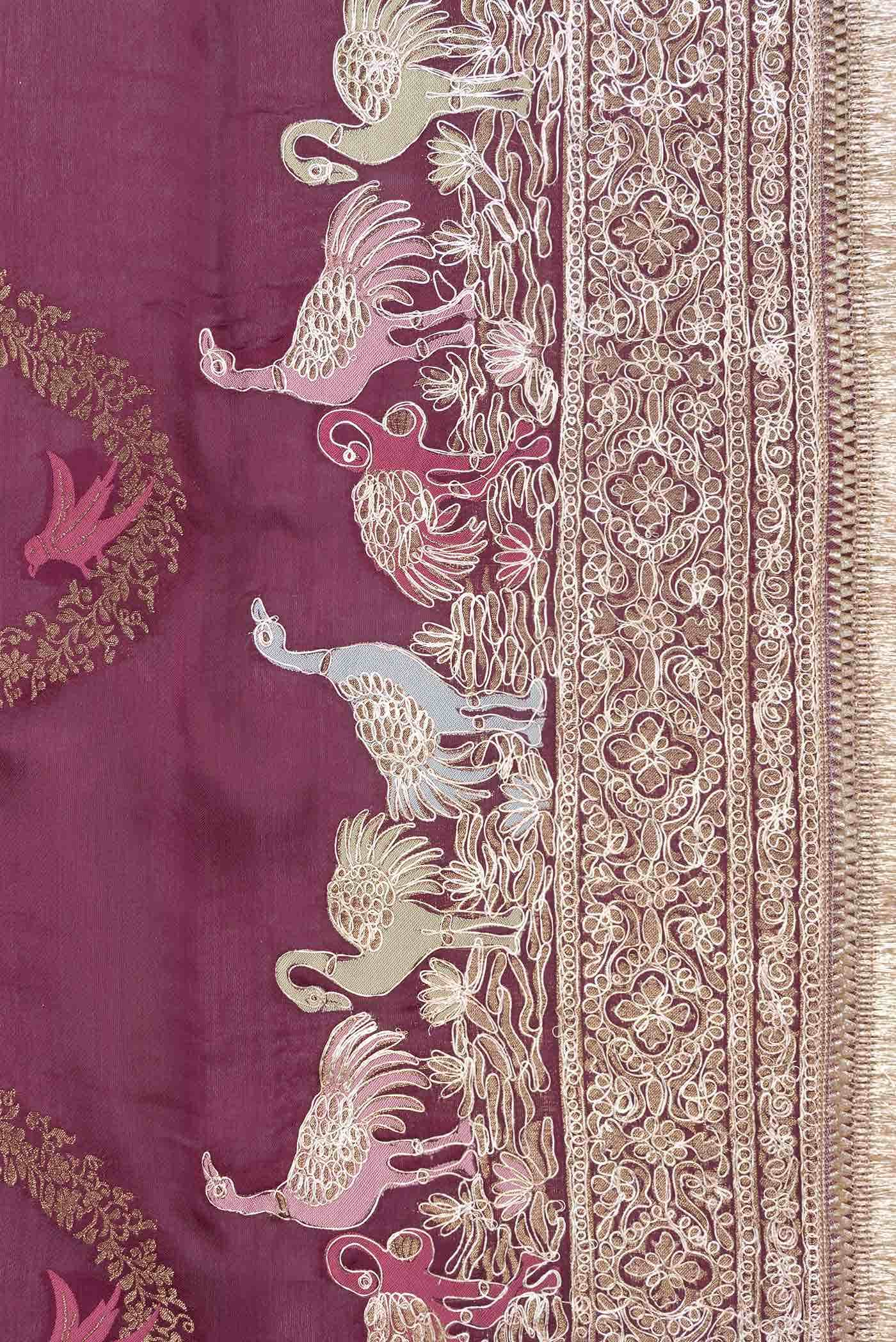 Magenta Dual Tone Satin Crepe Saree