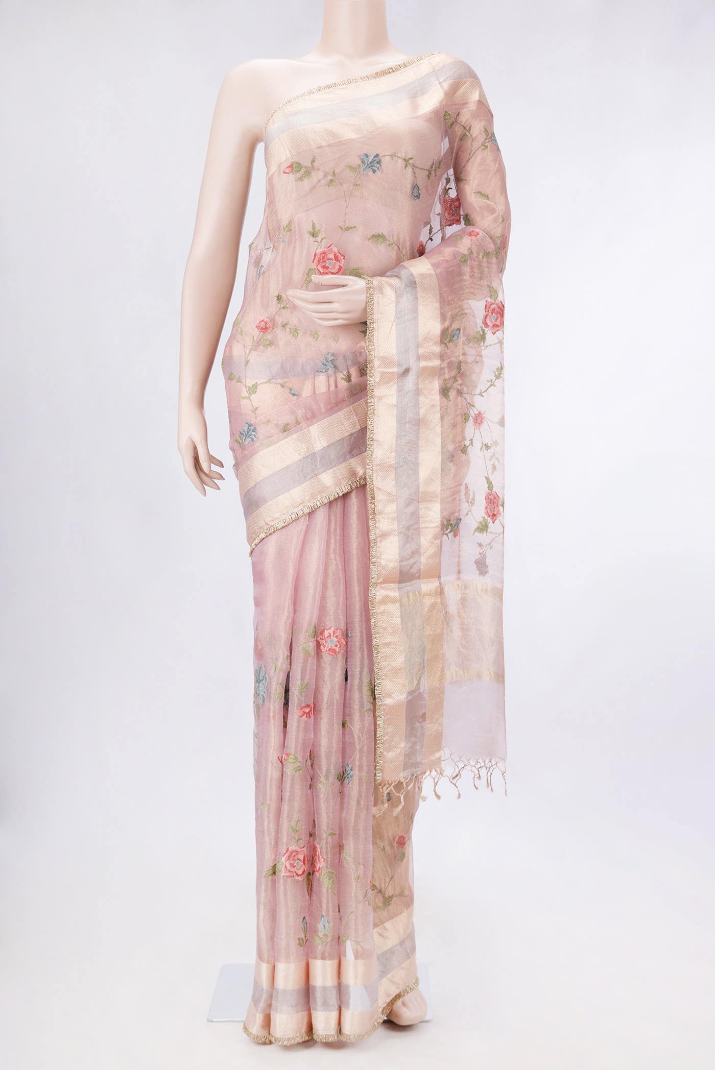 Pink Dual Tone Organza Silk Saree