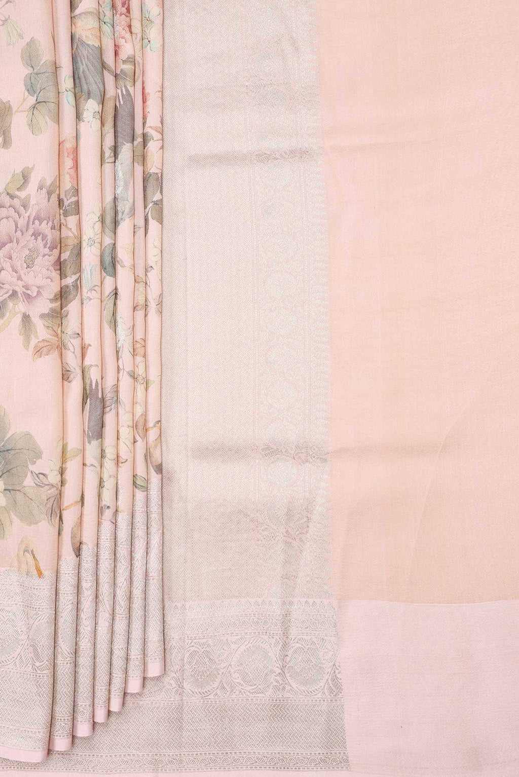 Pink Dual Tone Tussar Silk Saree