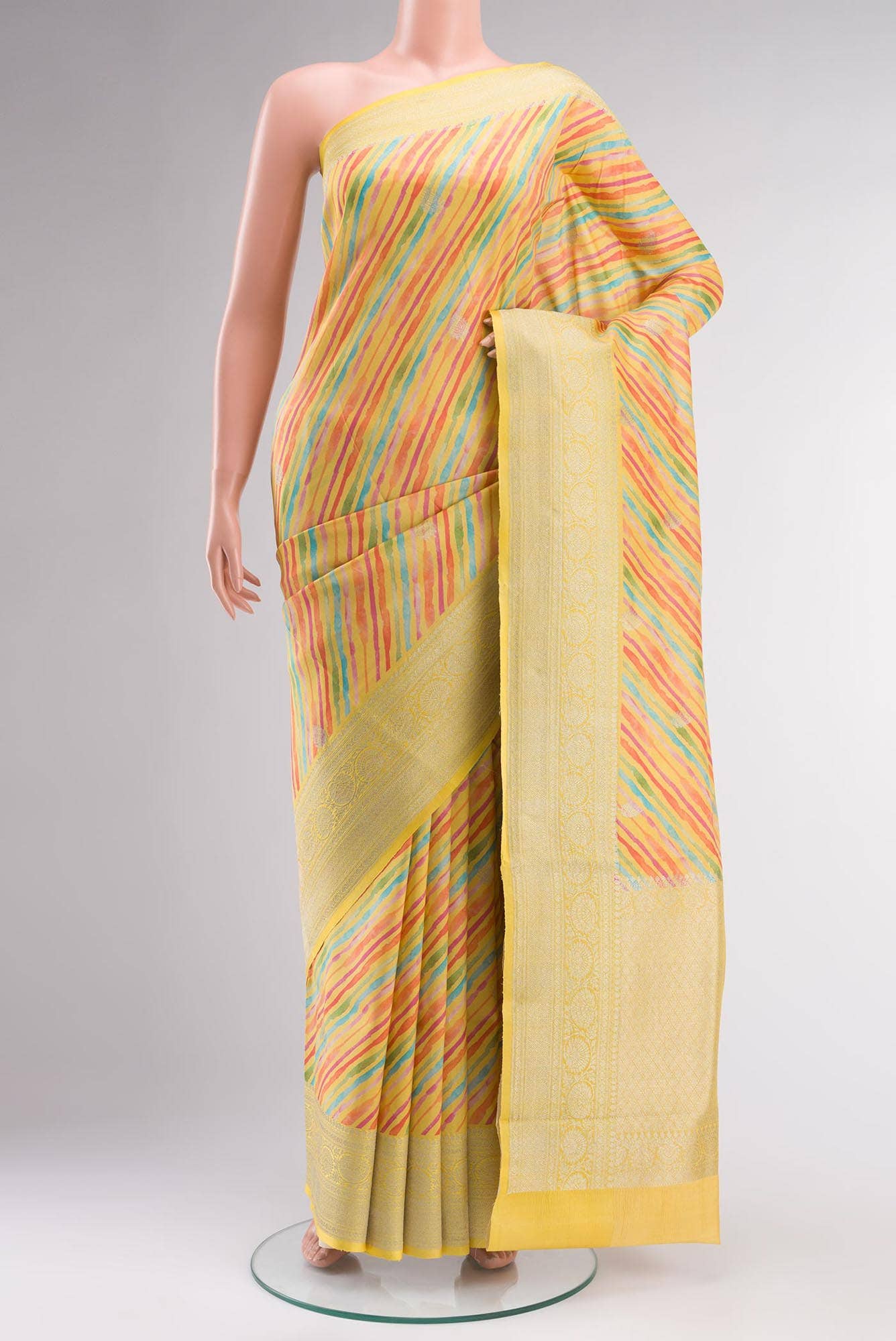 Yellow Bhagalpuri Tussar Silk Saree