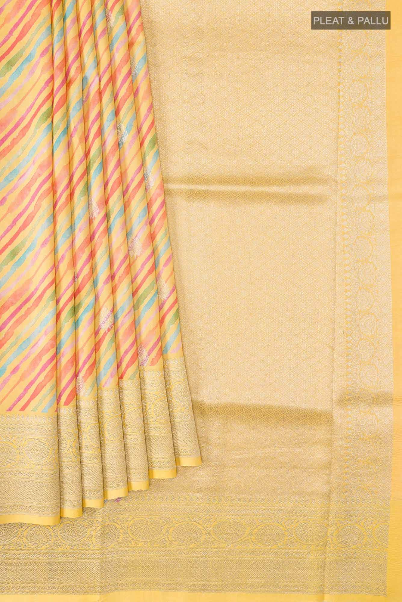 Yellow Bhagalpuri Tussar Silk Saree