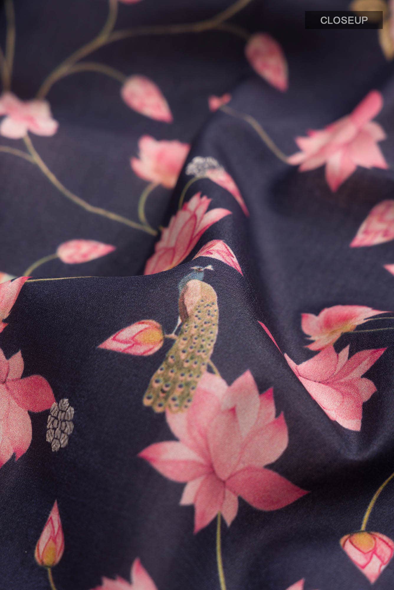 Navy Blue Bhagalpuri Tussar Silk Saree