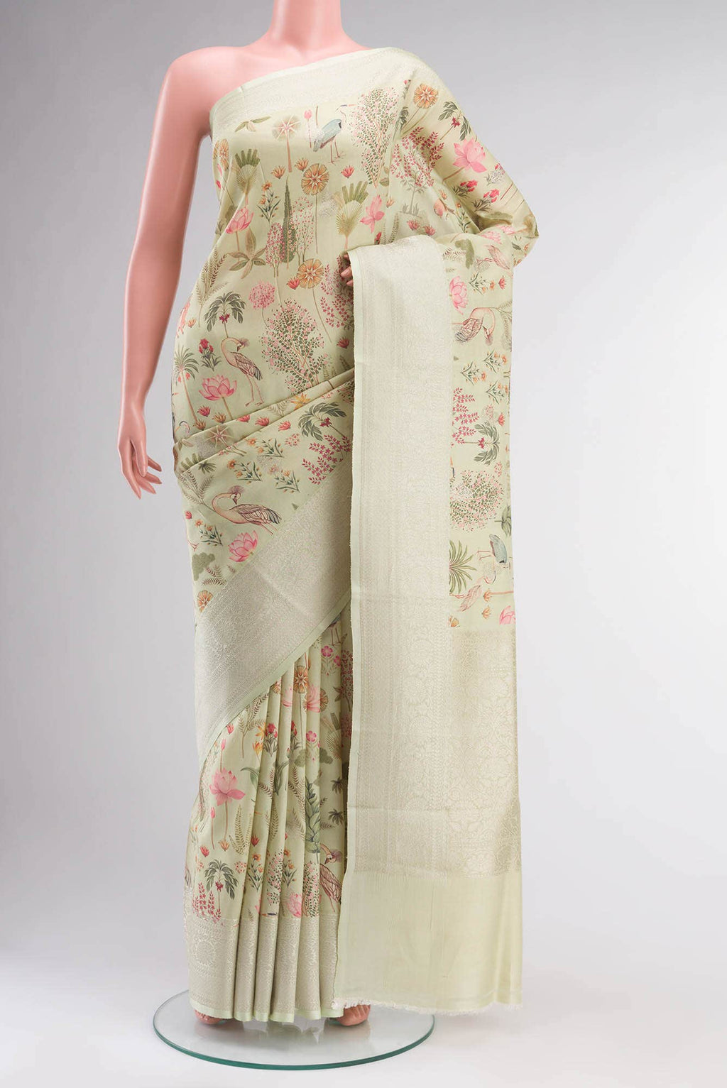 Light Green Bhagalpuri Tussar Silk Saree