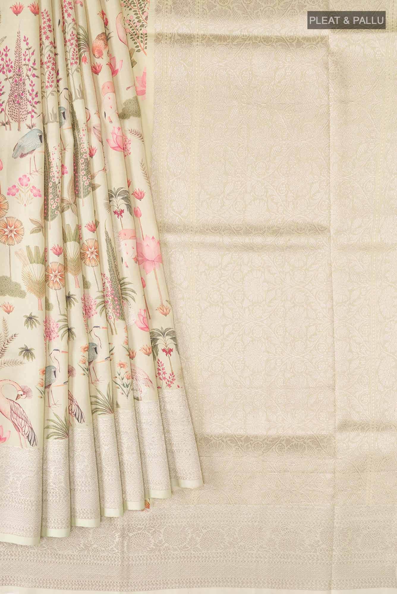 Light Green Bhagalpuri Tussar Silk Saree