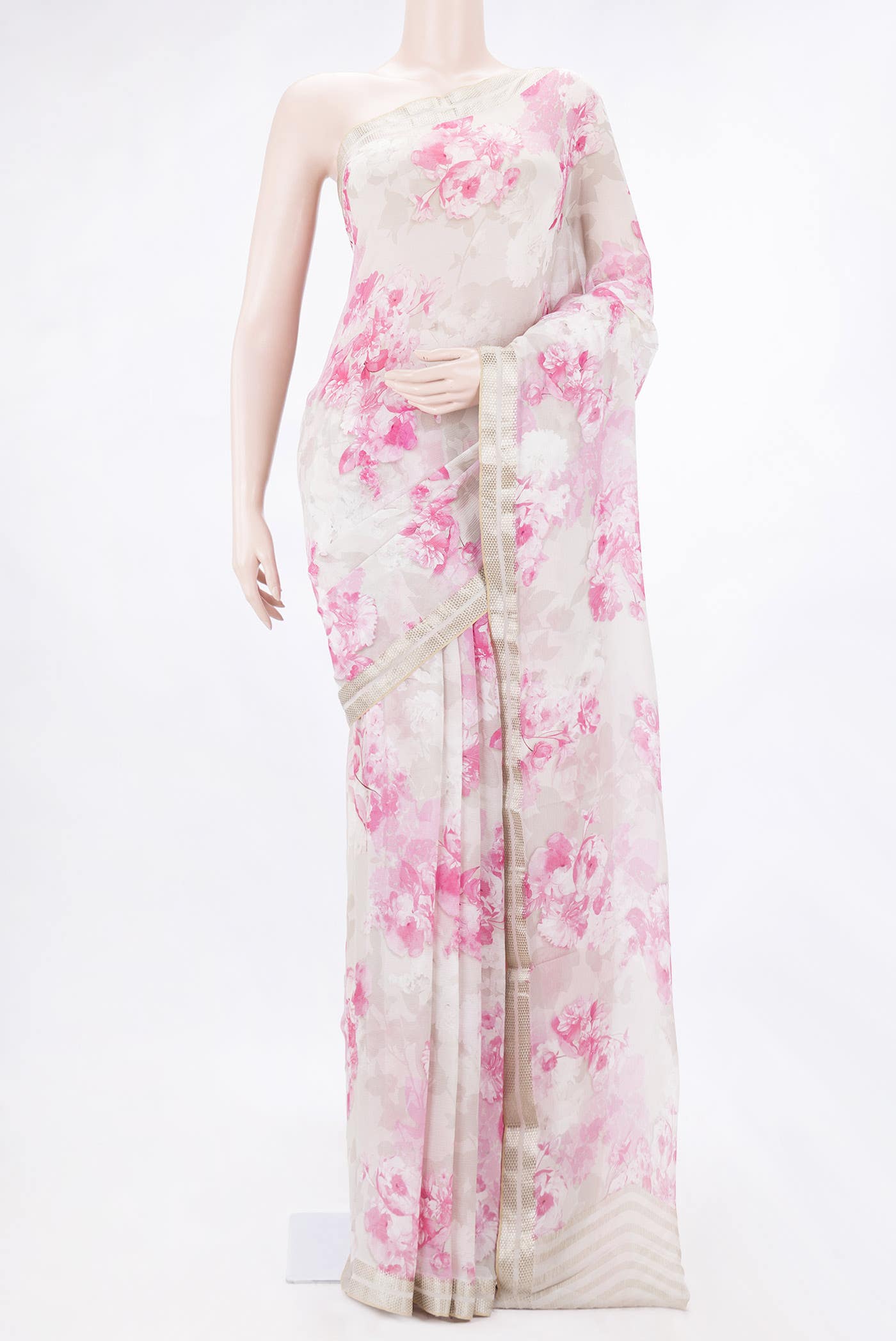 Grey Dual Tone Mysore Chiffon Saree