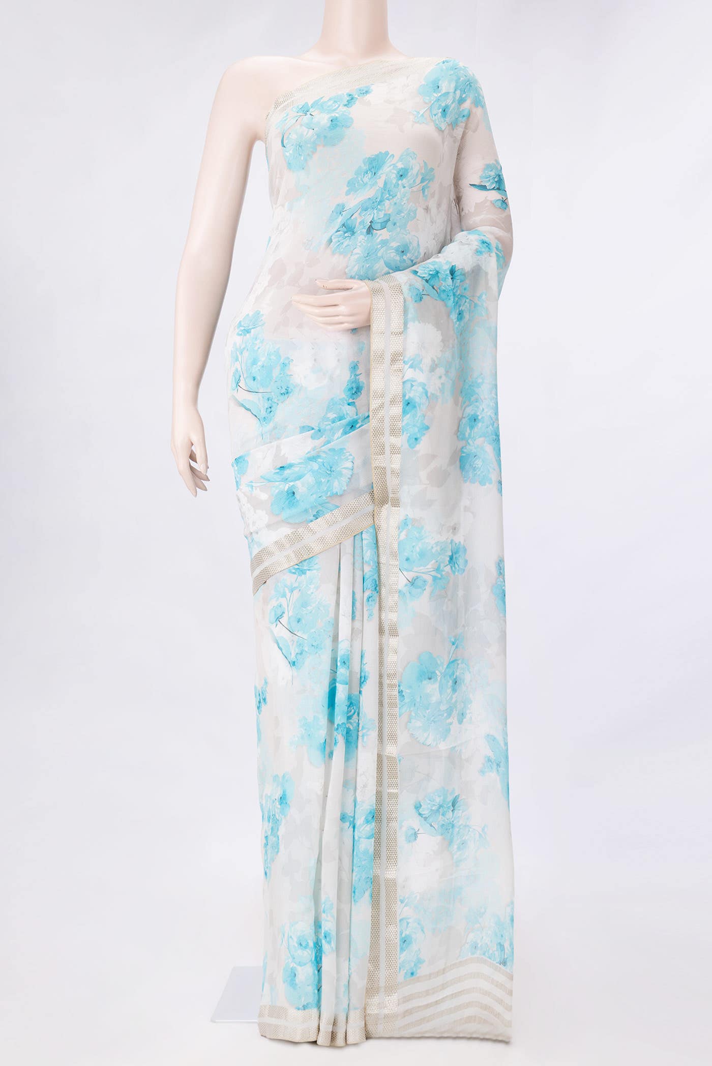 Off White Dual Tone Mysore Chiffon Saree